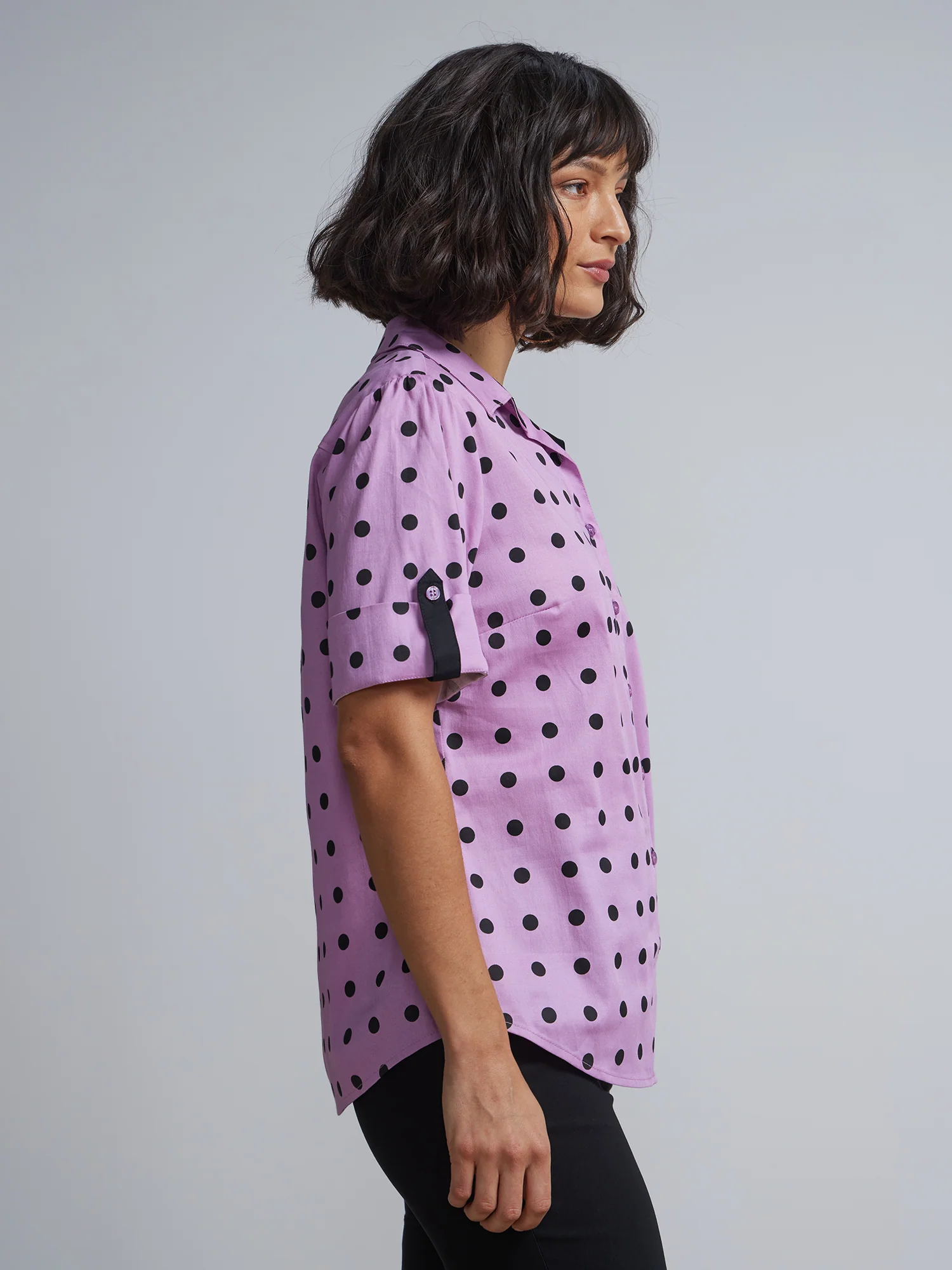 Tall Polka-Dot Short-Sleeve Button-Front - NY&C Madison Shirt® - Image 6
