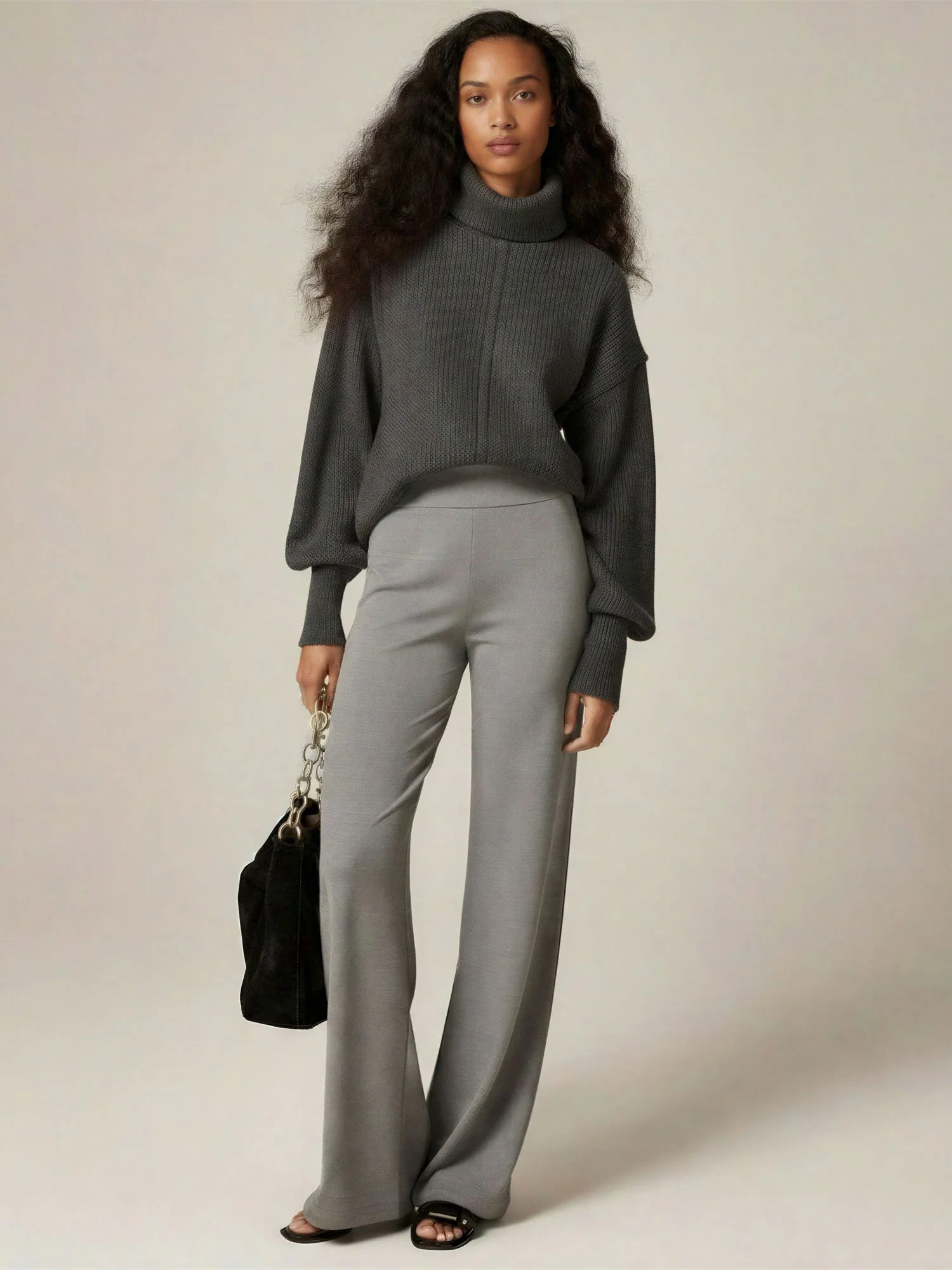 Tall Ponte Wide Leg Mid Rise Pant
