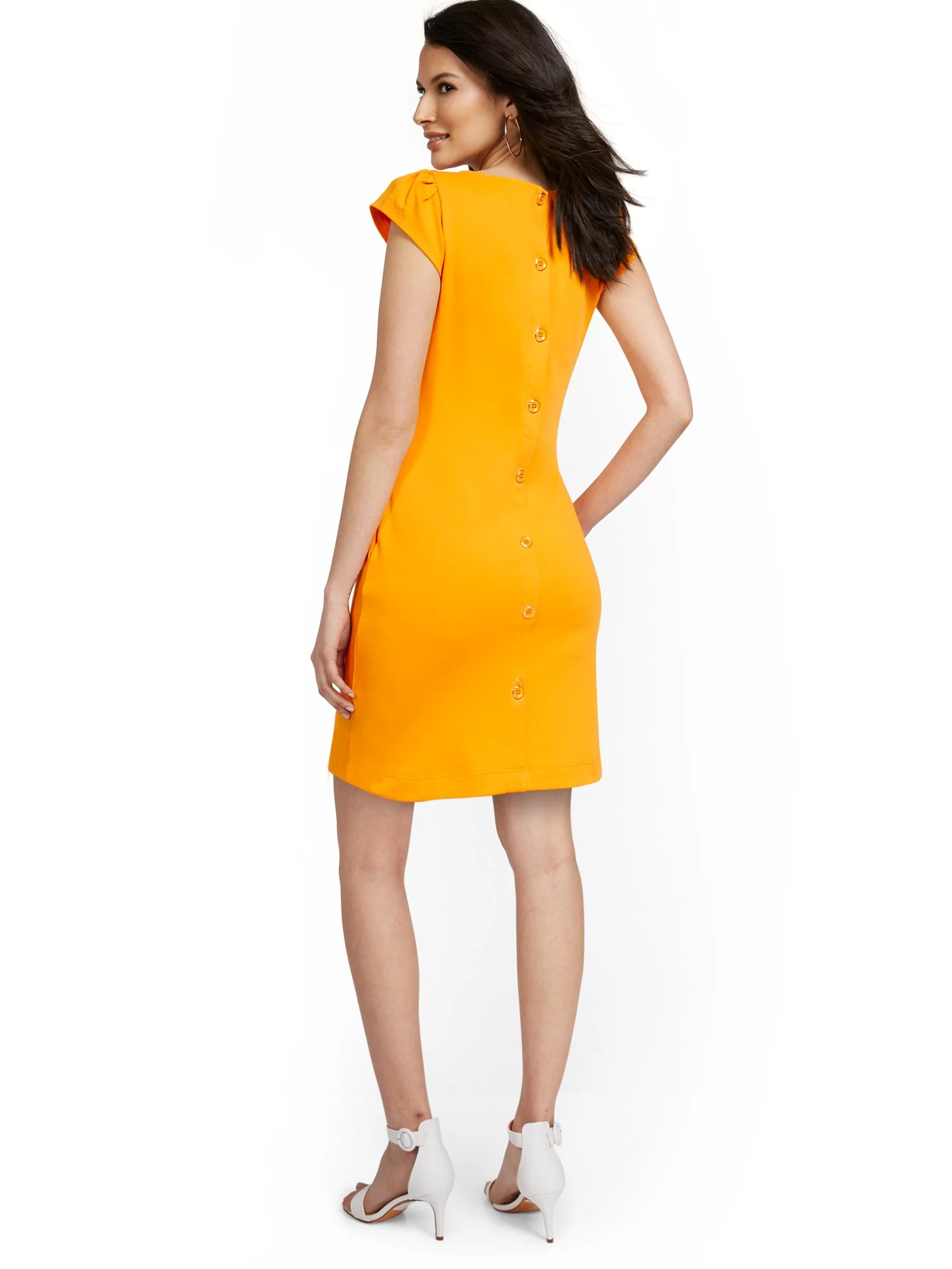 Tall Puff-Sleeve Button-Back Shift Dress - City Knits - Image 17