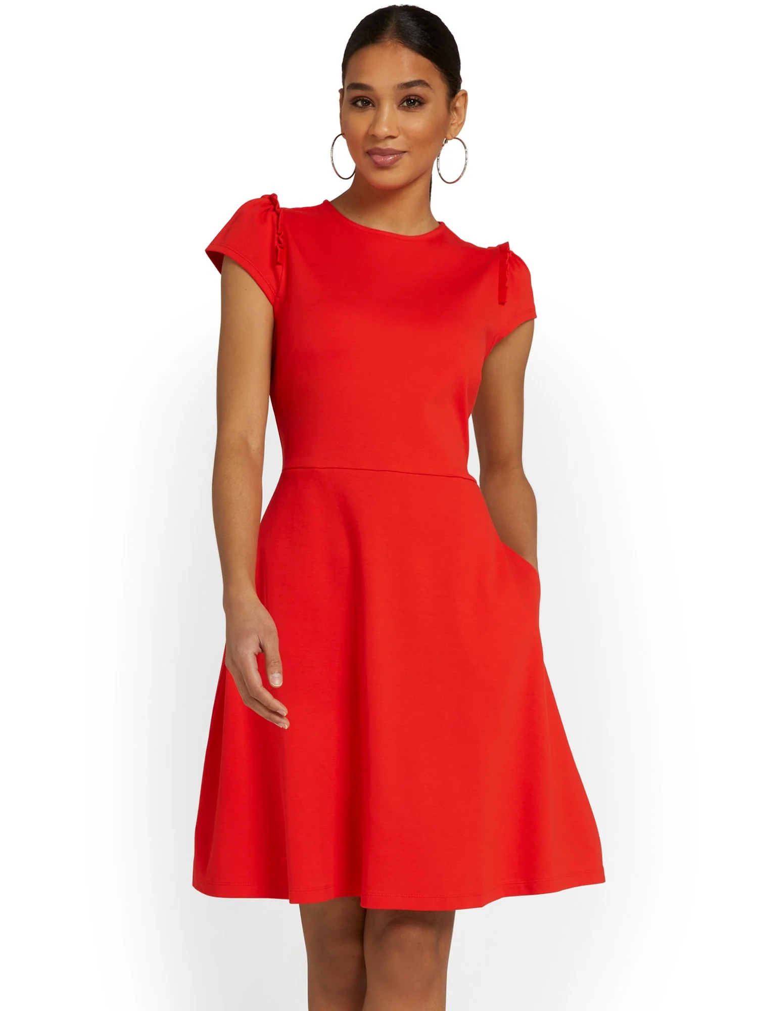 Tall Puff-Sleeve Flare Dress - City Knits - Image 26