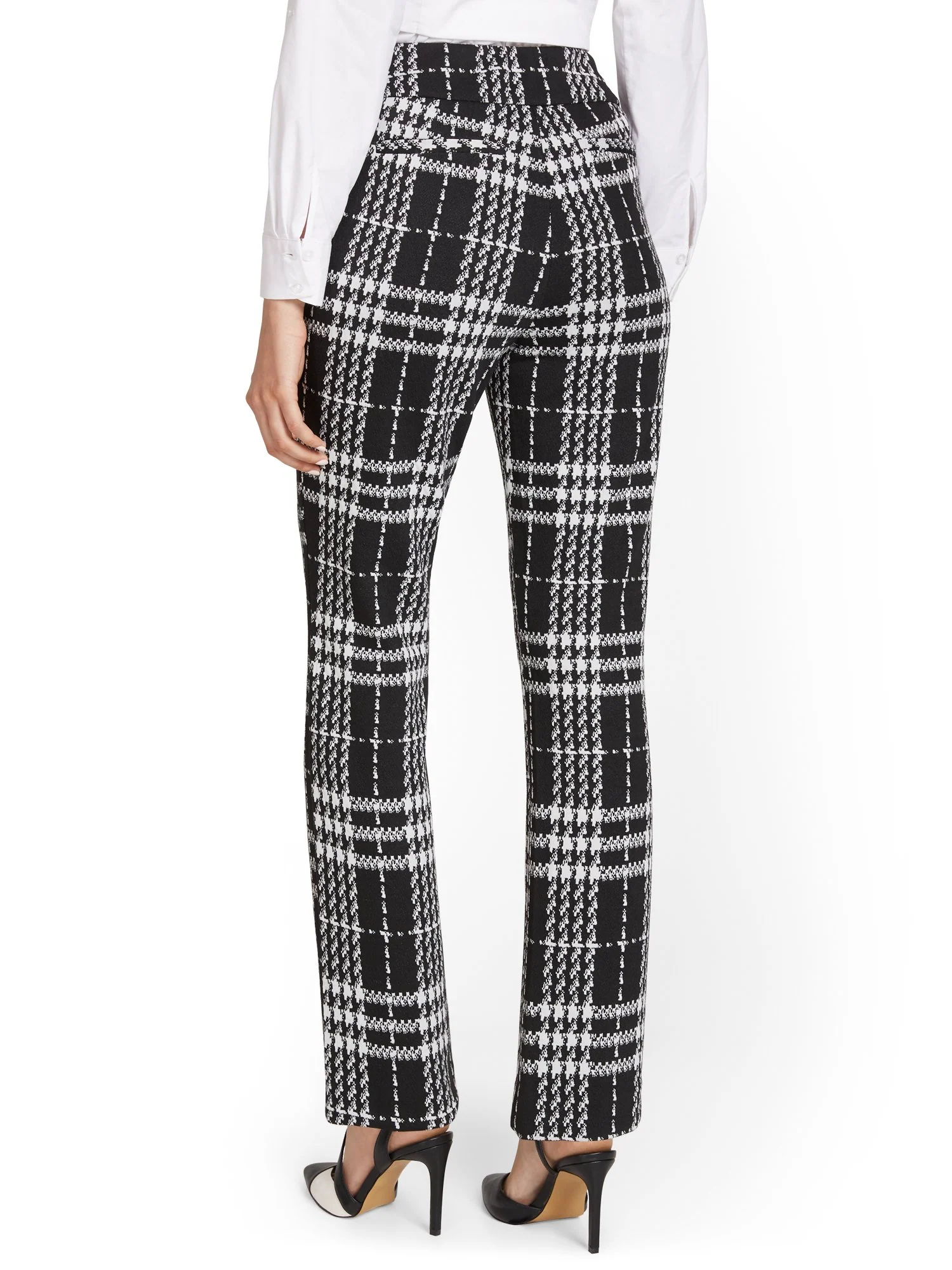 Tall Pull-On Plaid Straight-Leg Ponte Pant - Superflex - Image 3