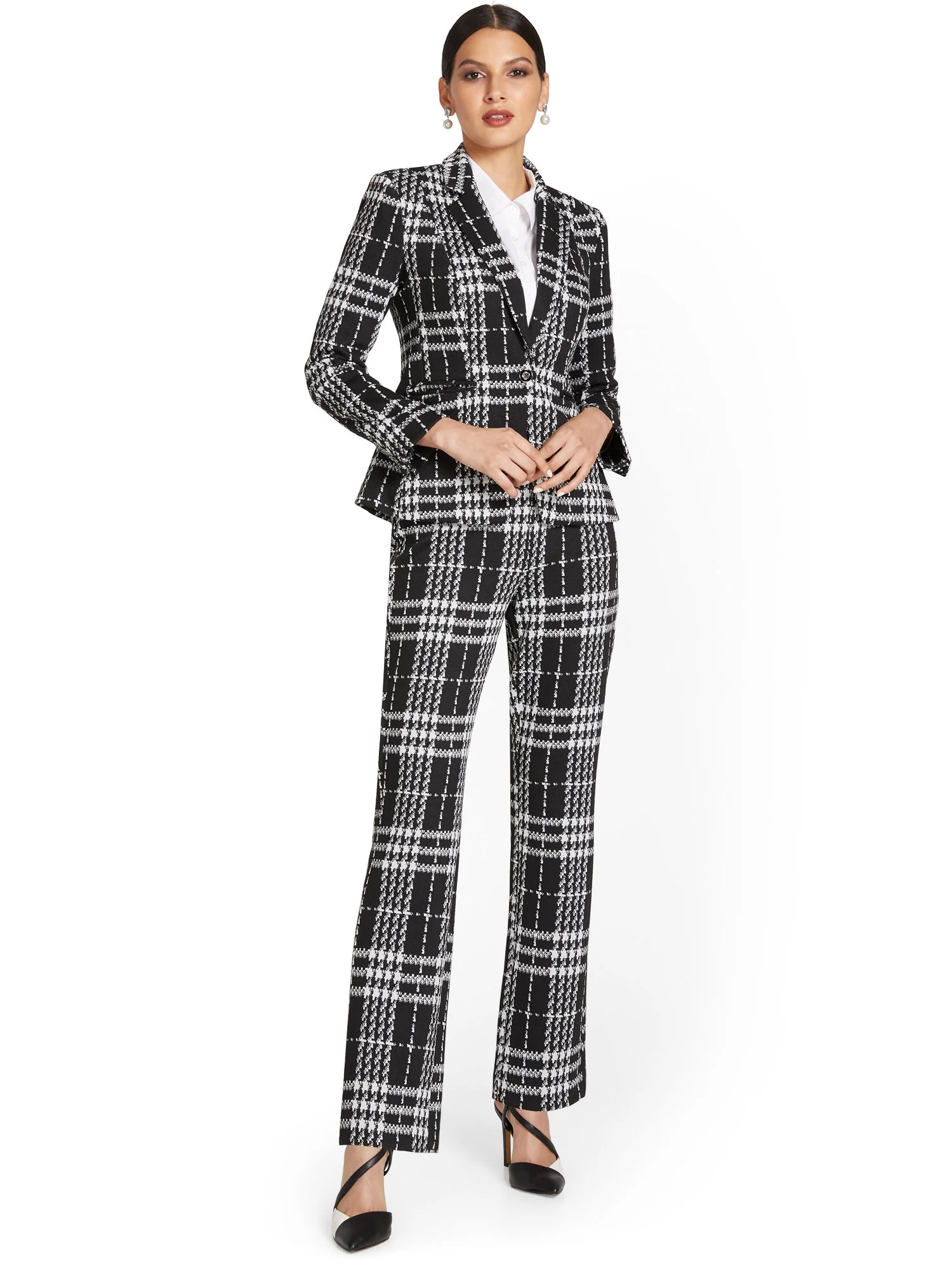 Tall Pull-On Plaid Straight-Leg Ponte Pant - Superflex - Image 4
