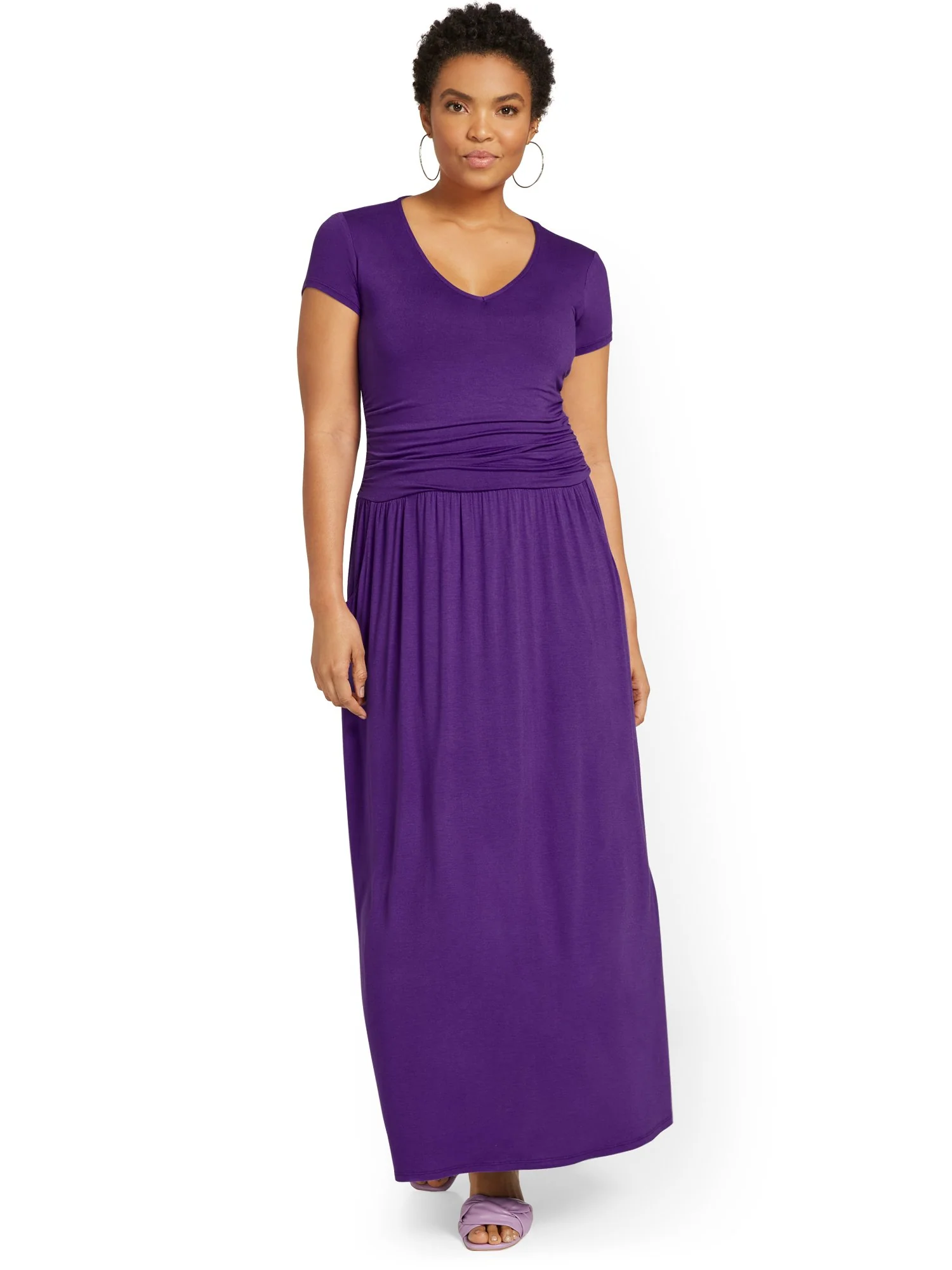 Tall Ruched V-Neck Maxi Dress - Image 11