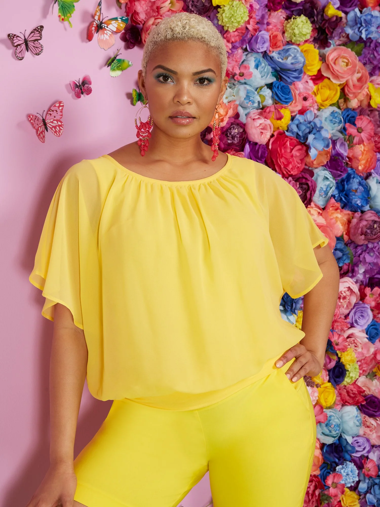 Tall Semi-Sheer Flutter Dolman-Sleeve Top - Image 8