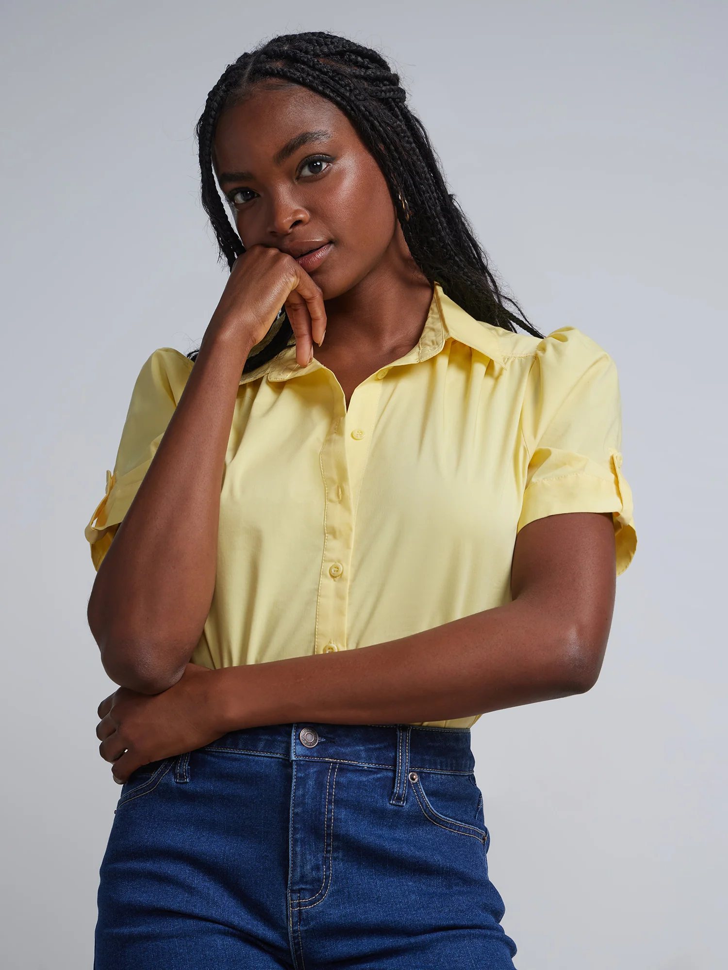 Tall Short-Sleeve Button-Front Secret Snap - NY&C Madison Shirt® - Image 10