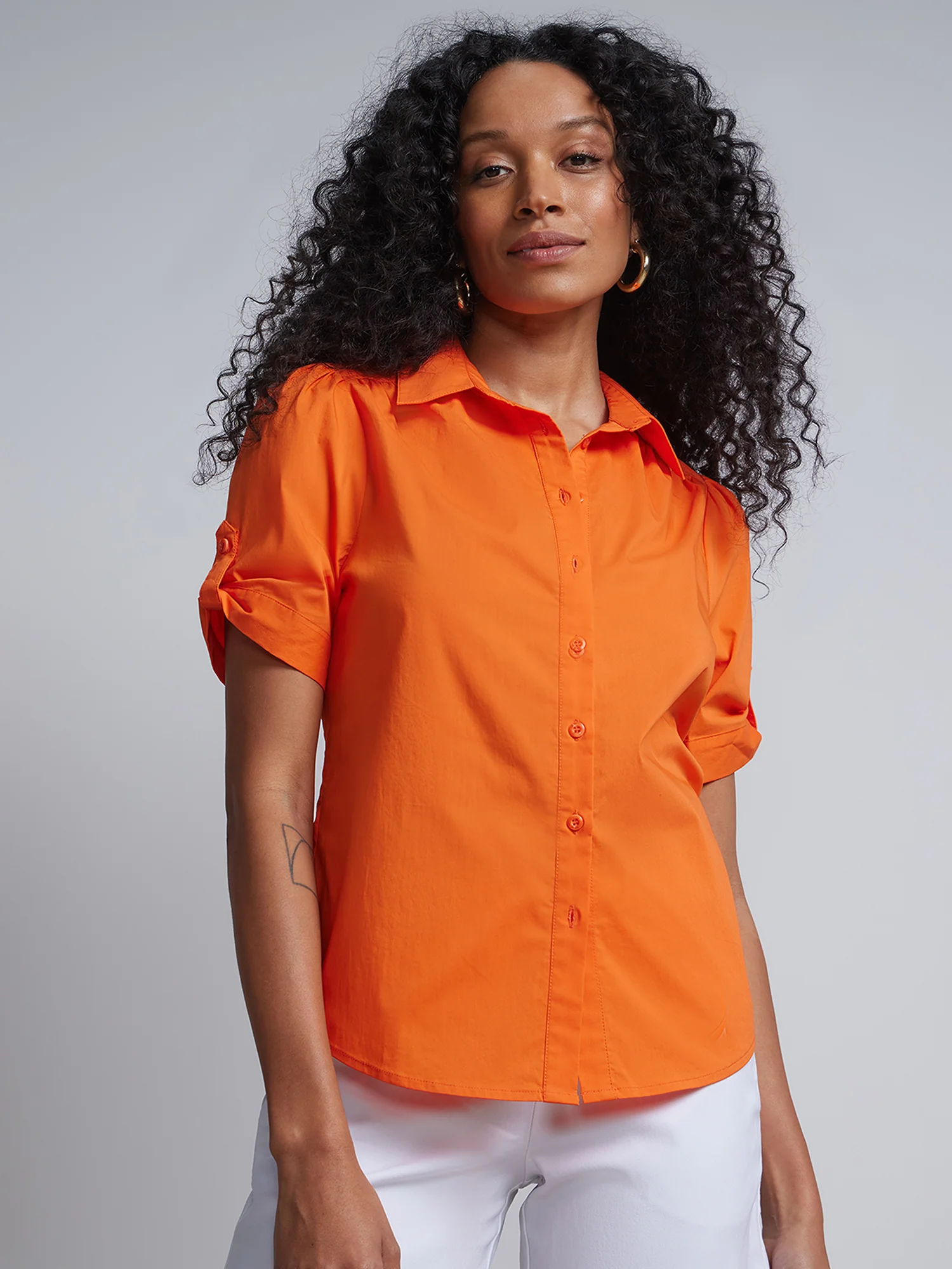 Tall Short-Sleeve Button-Front Secret Snap - NY&C Madison Shirt® - Image 22