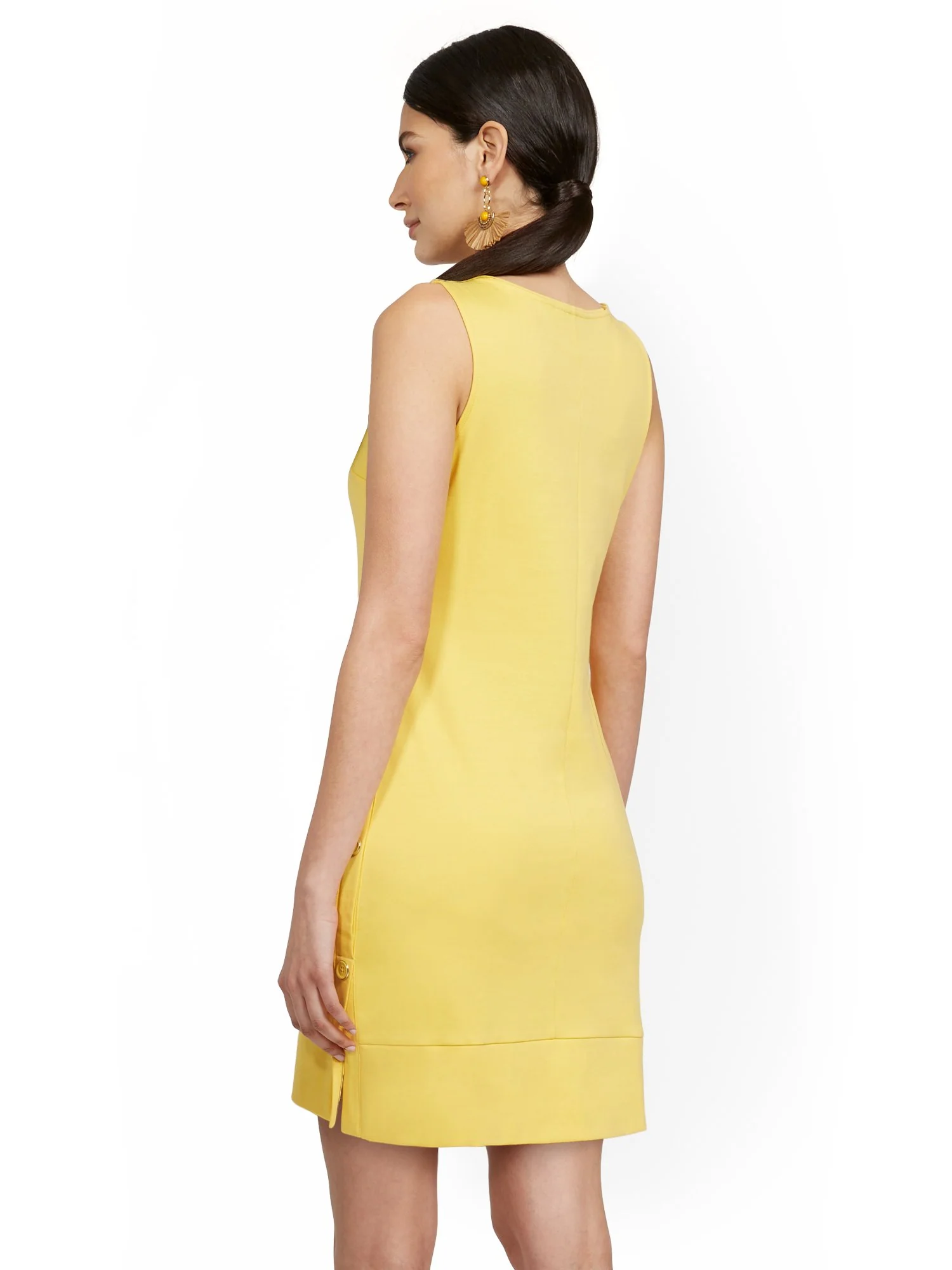 Tall Sleeveless Side-Button Shift Dress - City Knits - Image 12