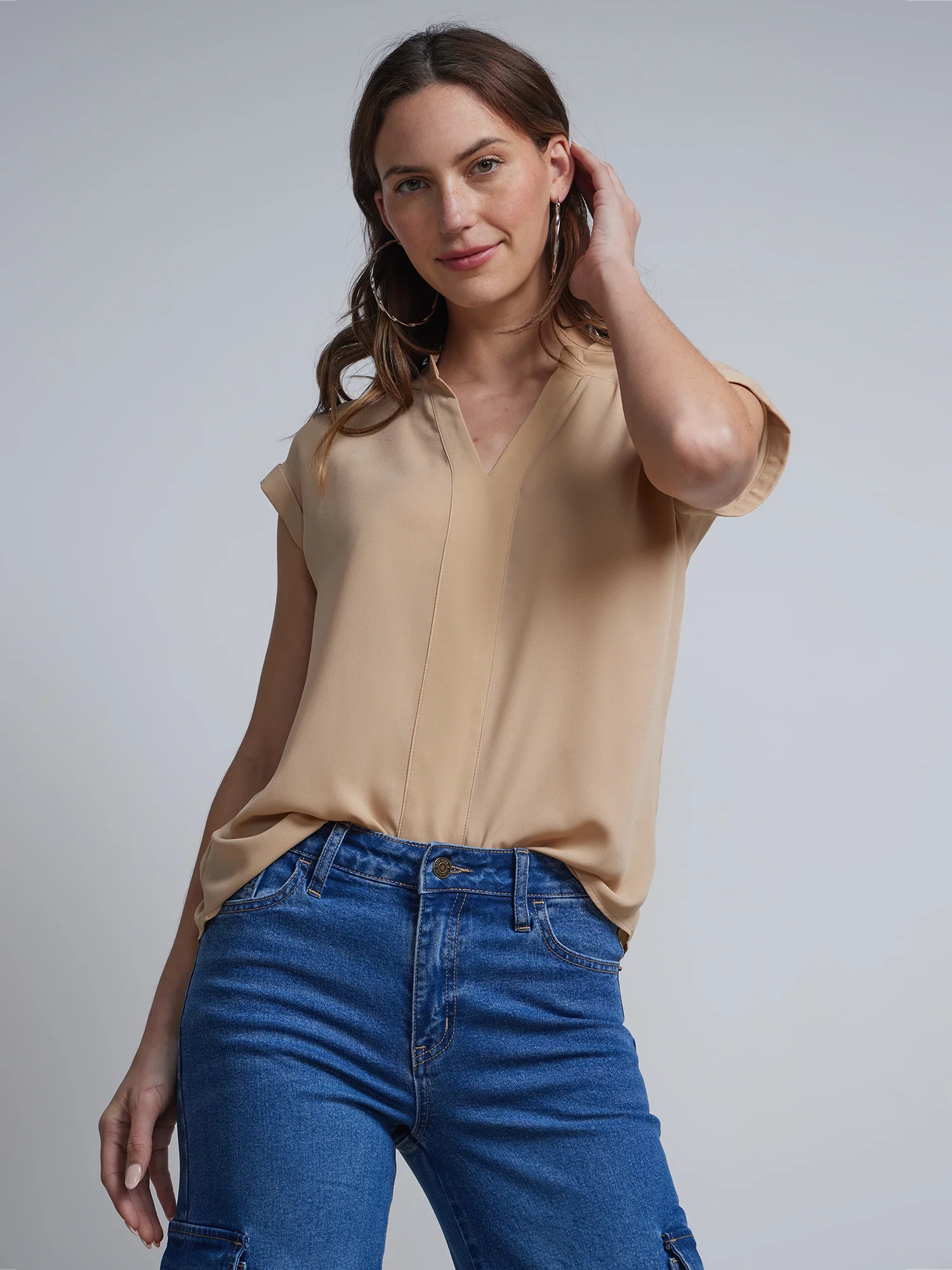 Tall Split-Neck Cuffed Blouse - Image 10