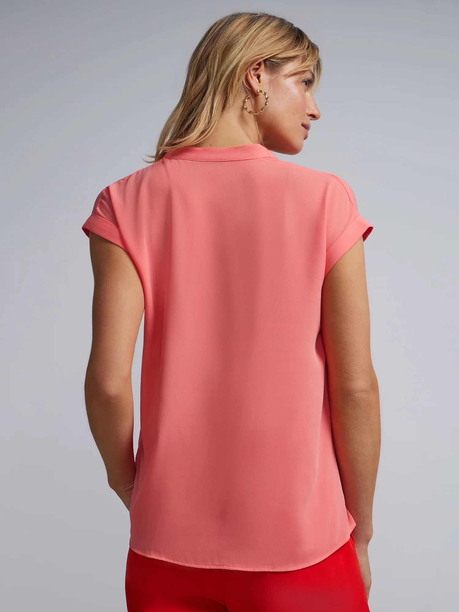 Tall Split-Neck Cuffed Blouse - Image 20