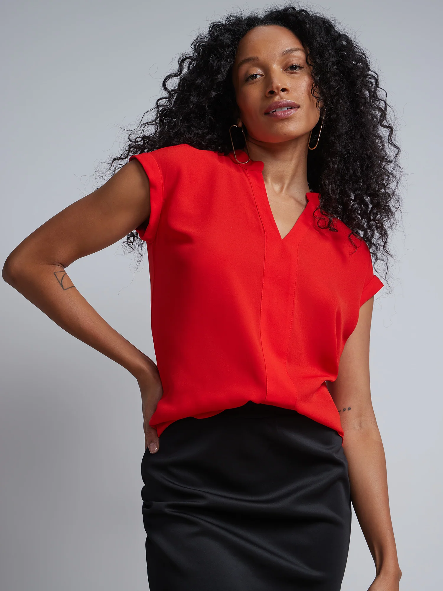 Tall Split-Neck Cuffed Blouse - Image 22