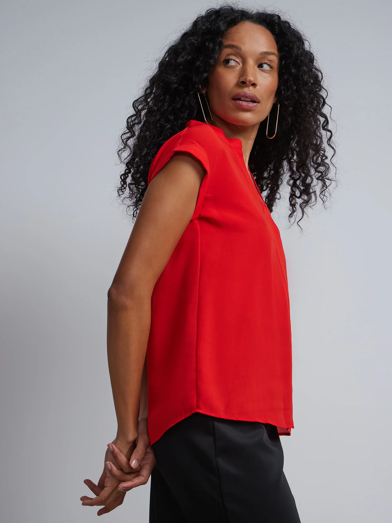 Tall Split-Neck Cuffed Blouse - Image 23