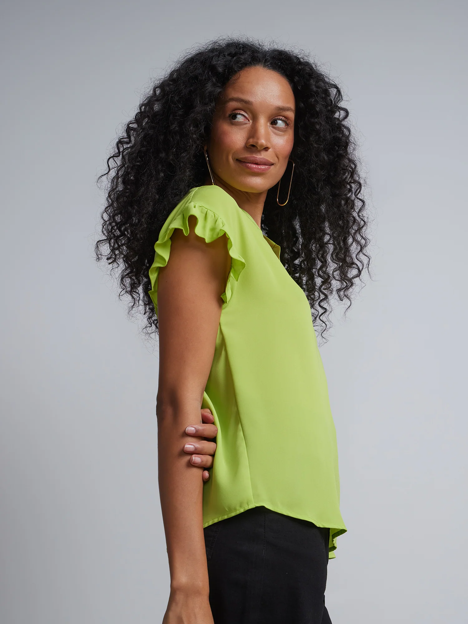 Tall Split-Neck Ruffle-Sleeve Blouse - Image 12