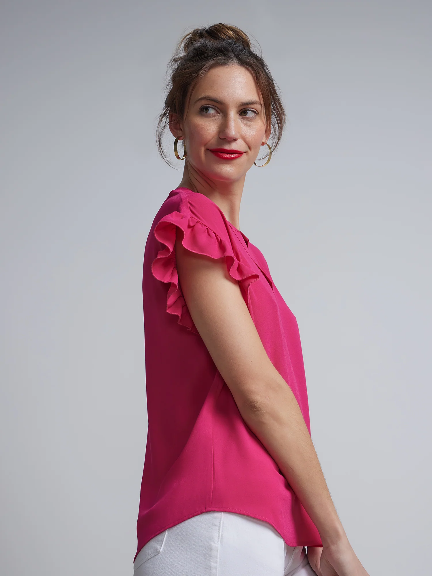 Tall Split-Neck Ruffle-Sleeve Blouse - Image 17