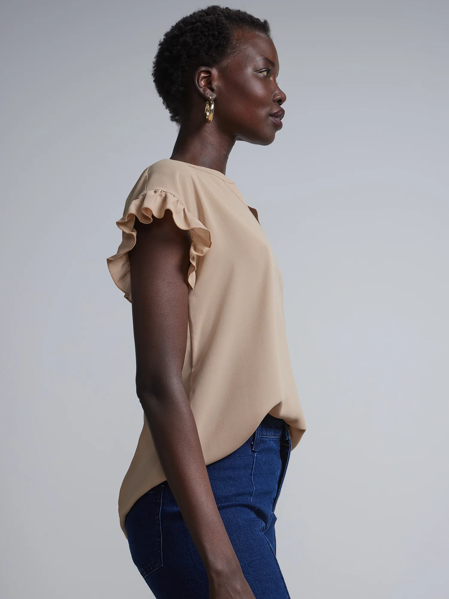 Tall Split-Neck Ruffle-Sleeve Blouse - Image 22