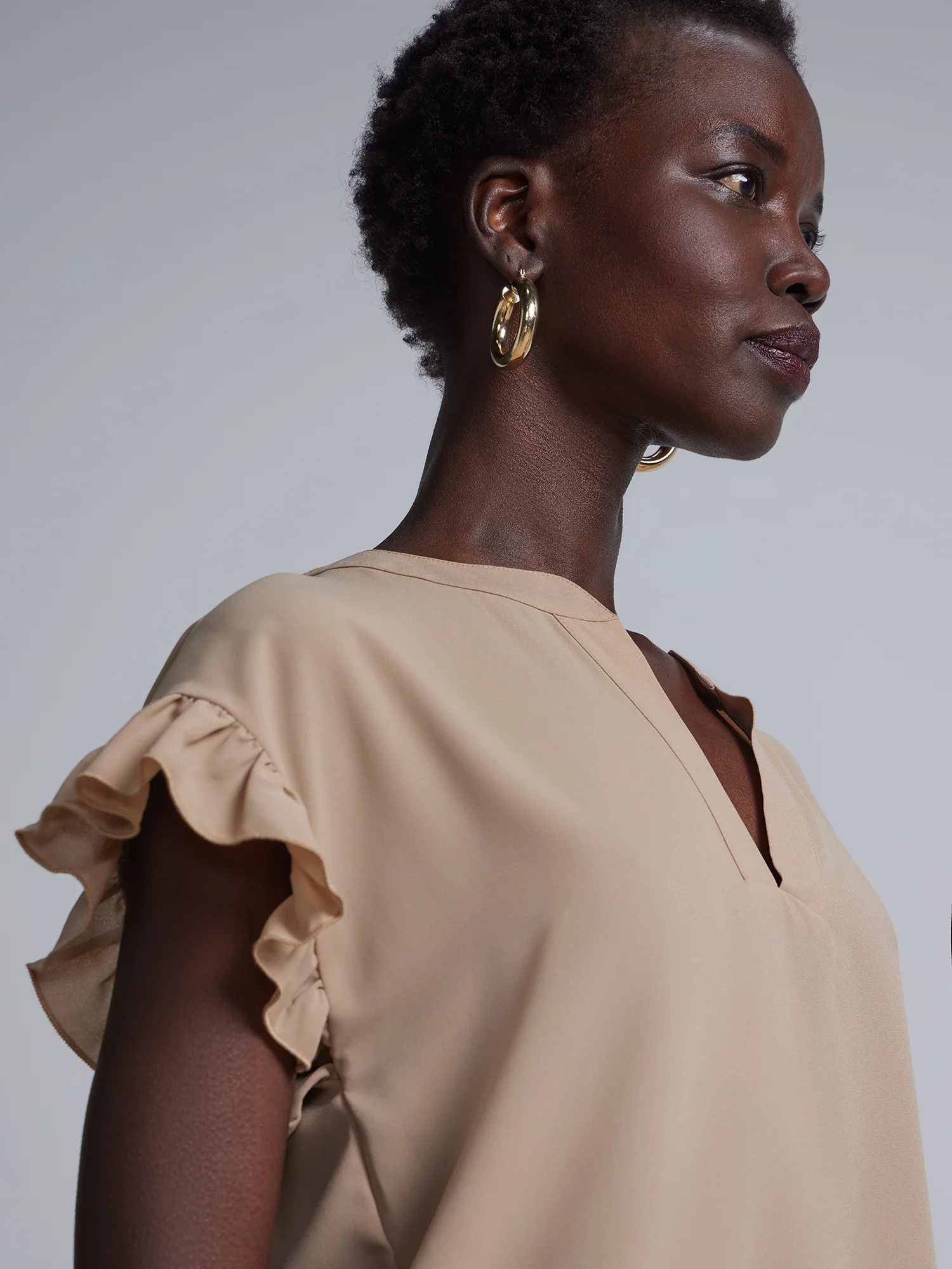 Tall Split-Neck Ruffle-Sleeve Blouse - Image 24