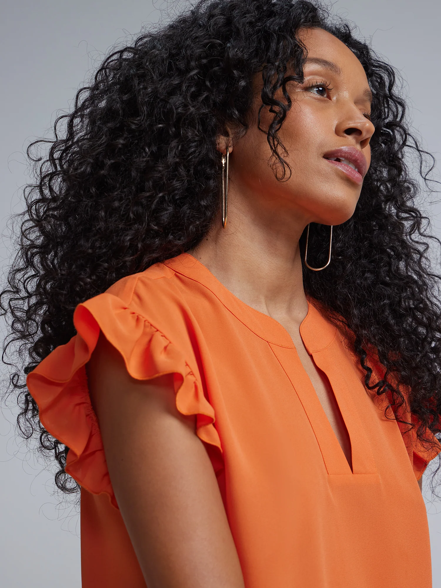 Tall Split-Neck Ruffle-Sleeve Blouse - Image 8