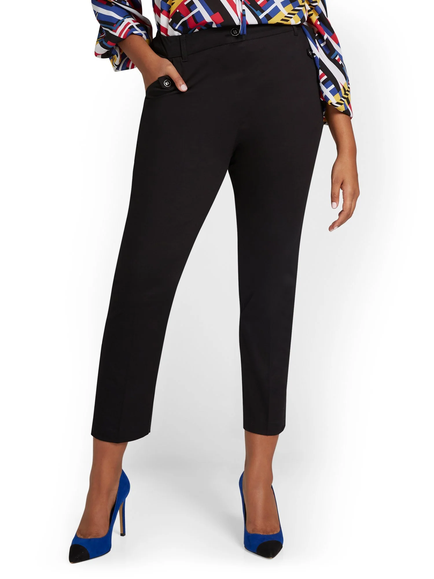 Tall Straight-Leg Button-Waist Ankle Pant - NY&Chic Collection