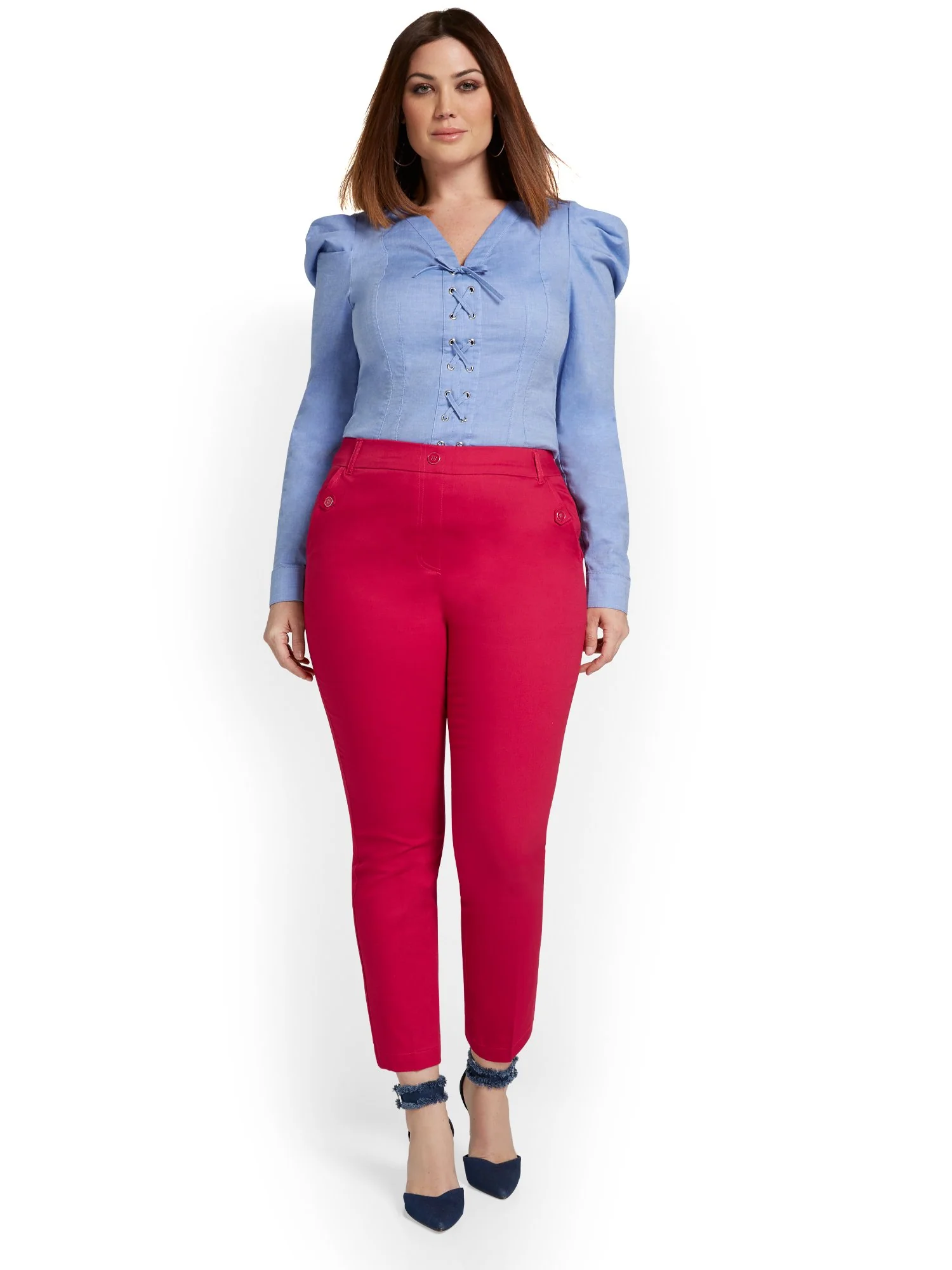 Tall Straight-Leg Button-Waist Ankle Pant - NY&Chic Collection - Image 22