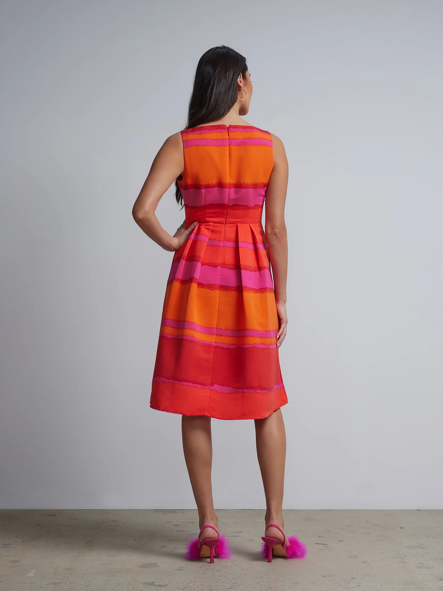 Tall Striped Boatneck Flare Dress - Image 3