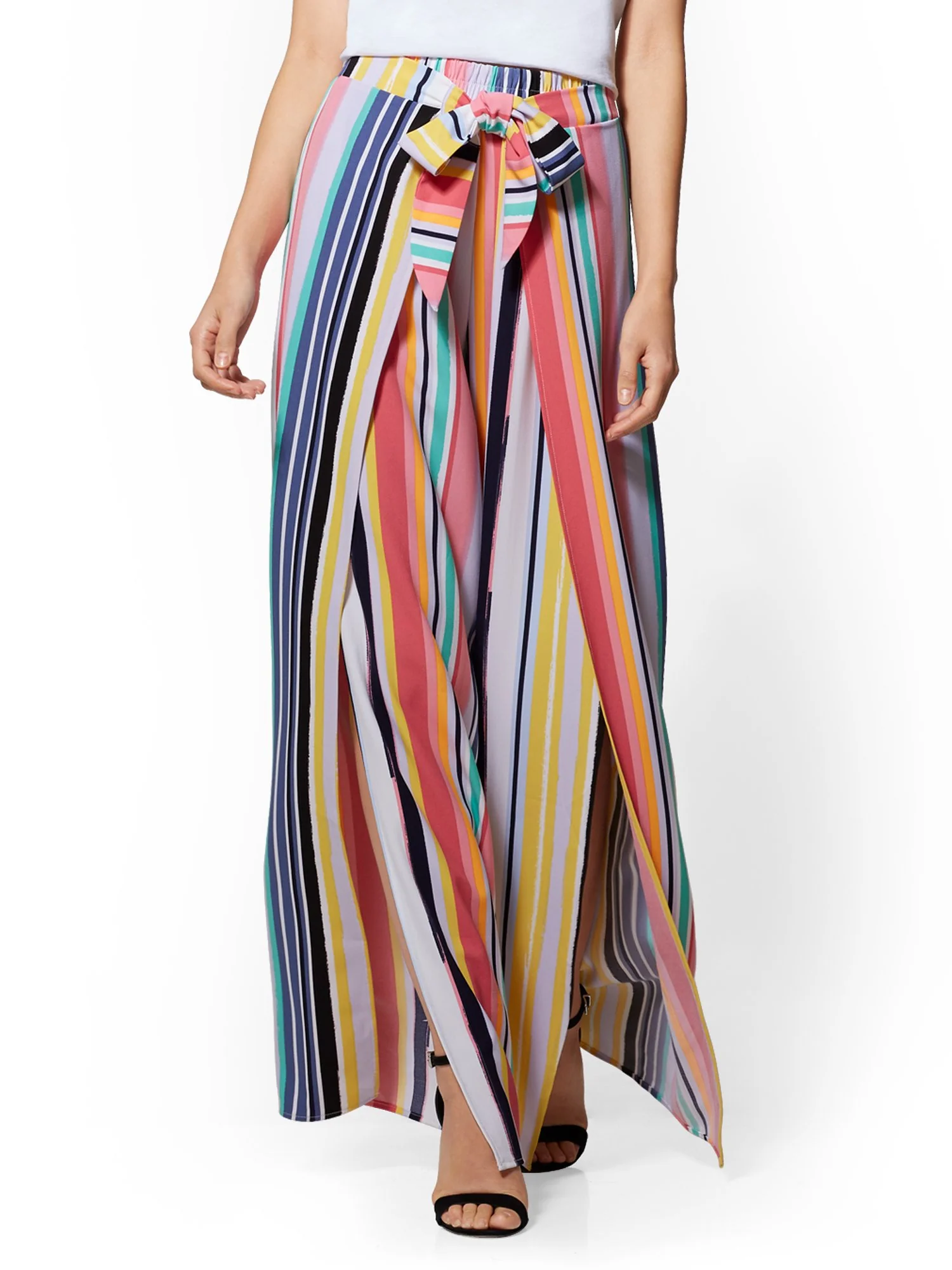 Tall Striped Side-Tie Palazzo Pant - 7th Avenue - Image 2