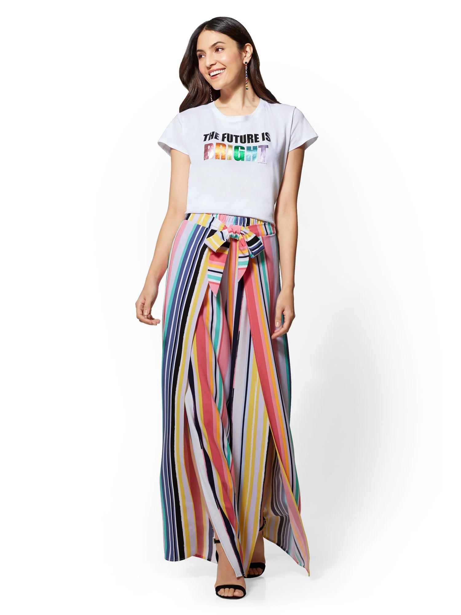 Tall Striped Side-Tie Palazzo Pant - 7th Avenue - Image 4