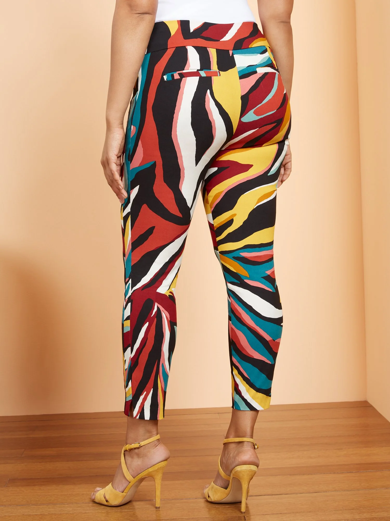 Tall Whitney High-Waisted Pull-On Slim-Leg Ankle Pant - Abstract Print - Image 3