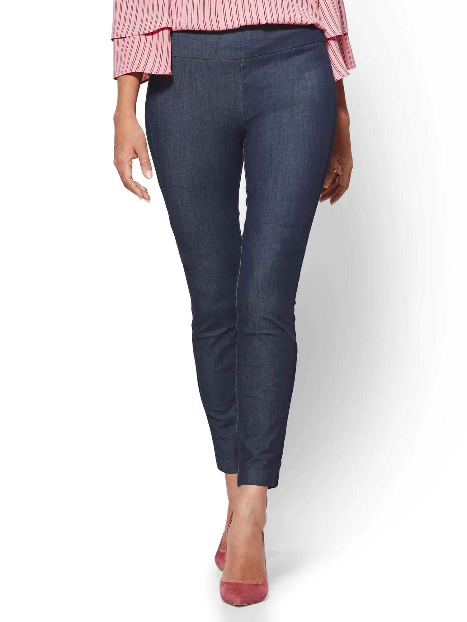 Tall Whitney High-Waisted Pull-On Slim-Leg Ankle Pant - Navy - Image 2