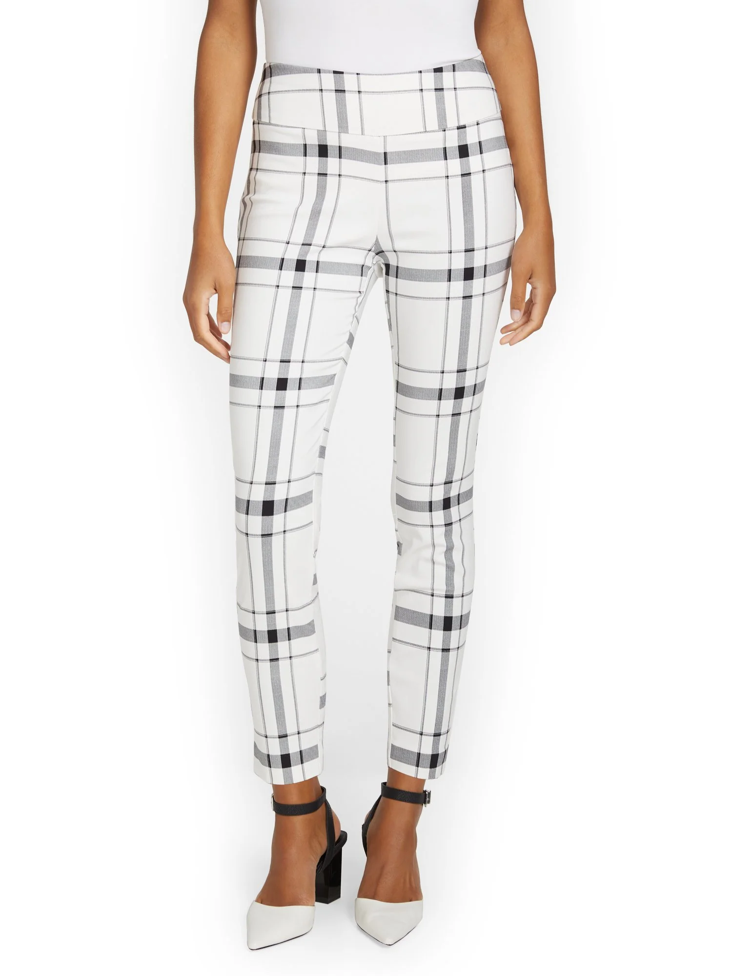 Tall Whitney High-Waisted Pull-On Slim-Leg Ankle Pant - Plaid - Image 10