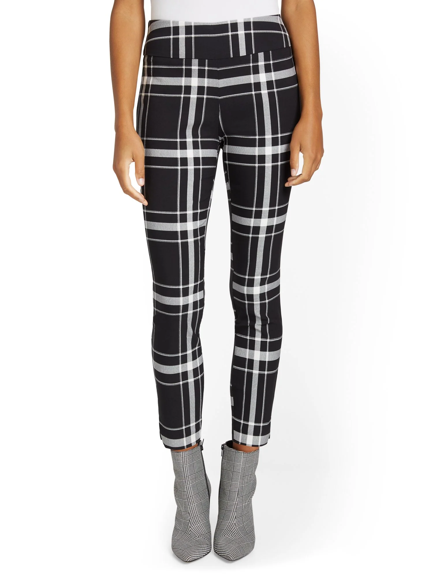 Tall Whitney High-Waisted Pull-On Slim-Leg Ankle Pant - Plaid - Image 5