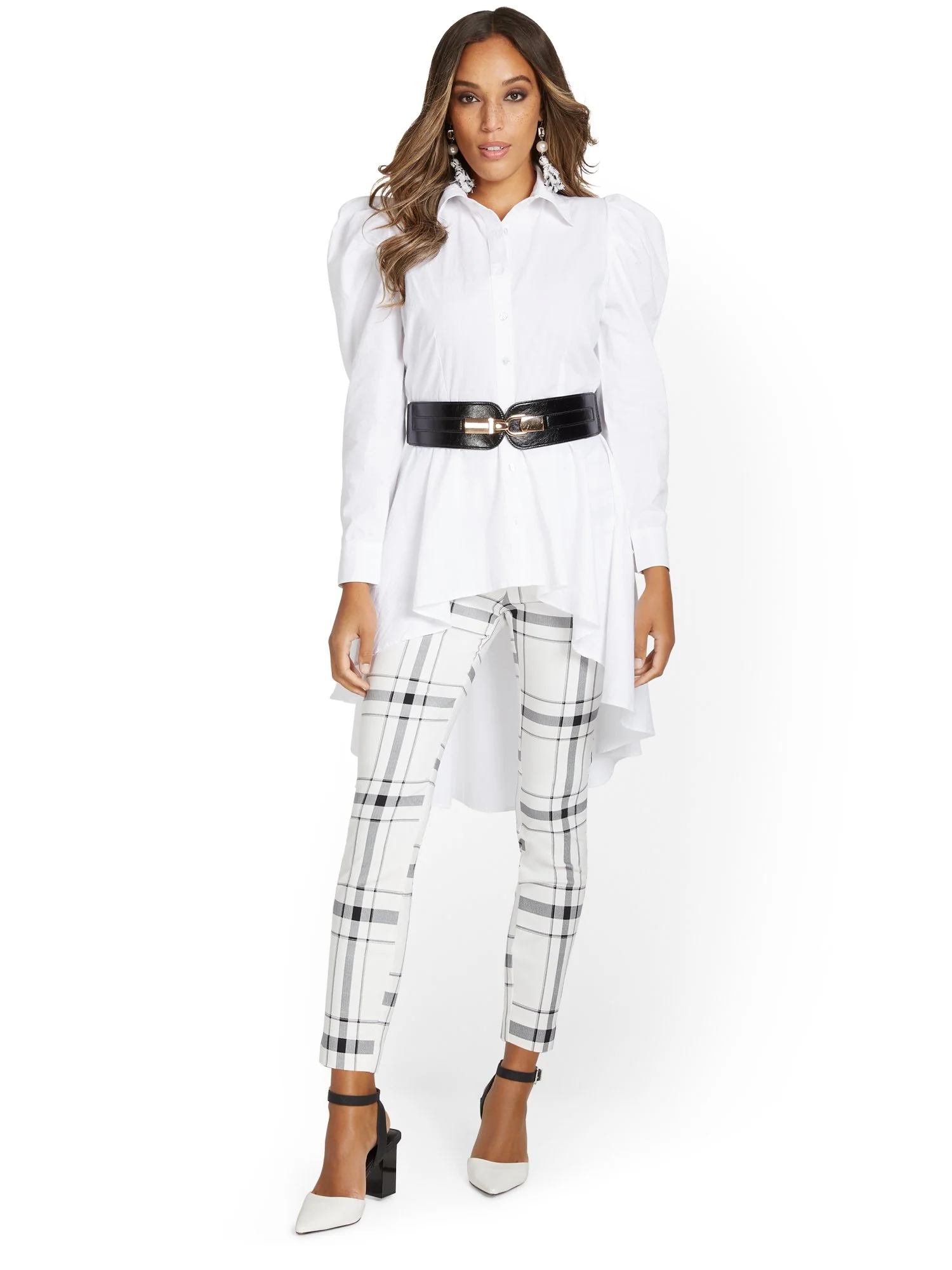 Tall Whitney High-Waisted Pull-On Slim-Leg Ankle Pant - Plaid - Image 9