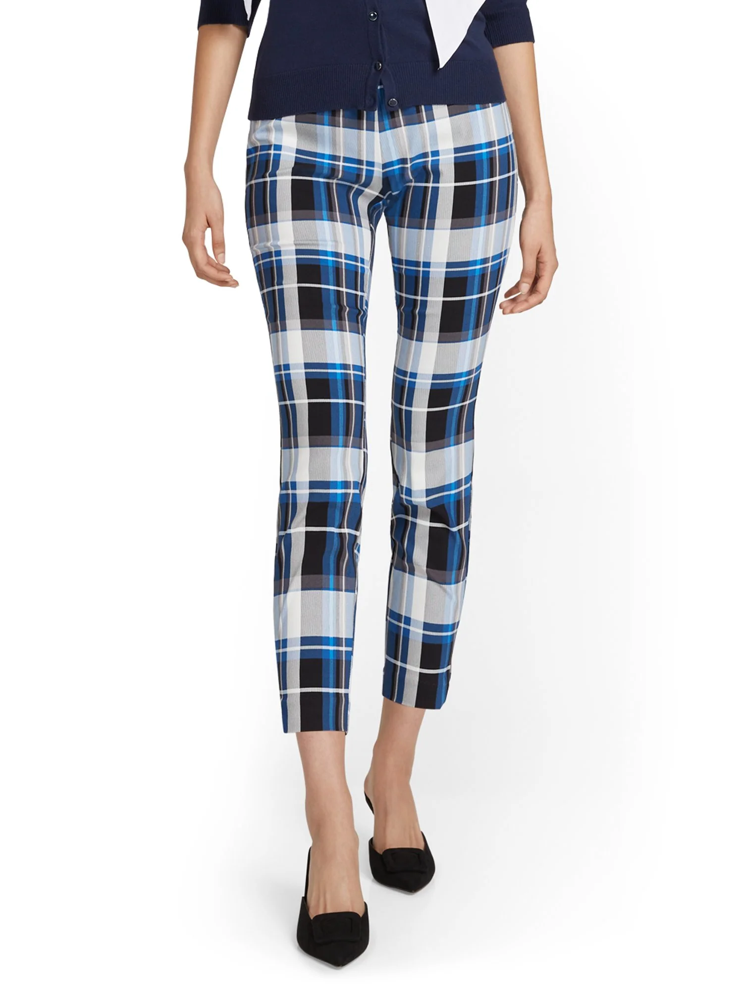 Tall Whitney High-Waisted Pull-On Slim-Leg Ankle Pant - Plaid