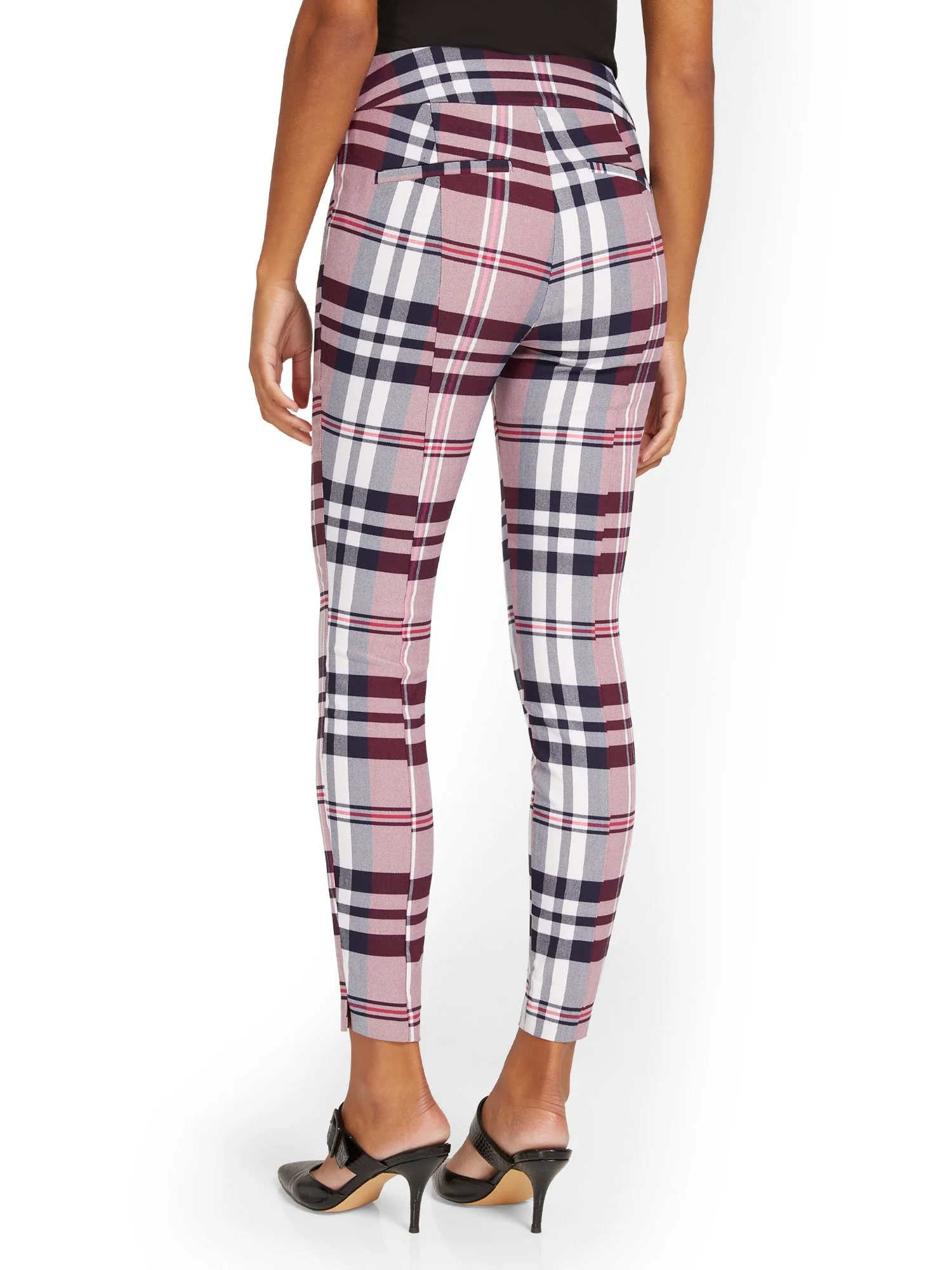 Tall Whitney High-Waisted Pull-On Slim-Leg Ankle Pant - Plaid - Image 3