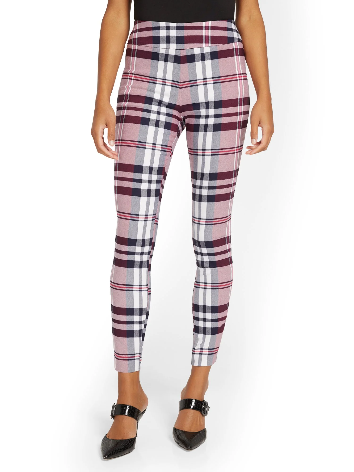 Tall Whitney High-Waisted Pull-On Slim-Leg Ankle Pant - Plaid - Image 4