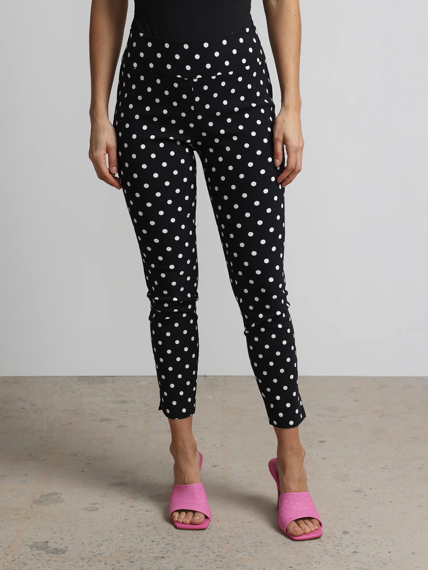 Tall Whitney High-Waisted Pull-On Slim-Leg Ankle Pant - Polka-Dot Print