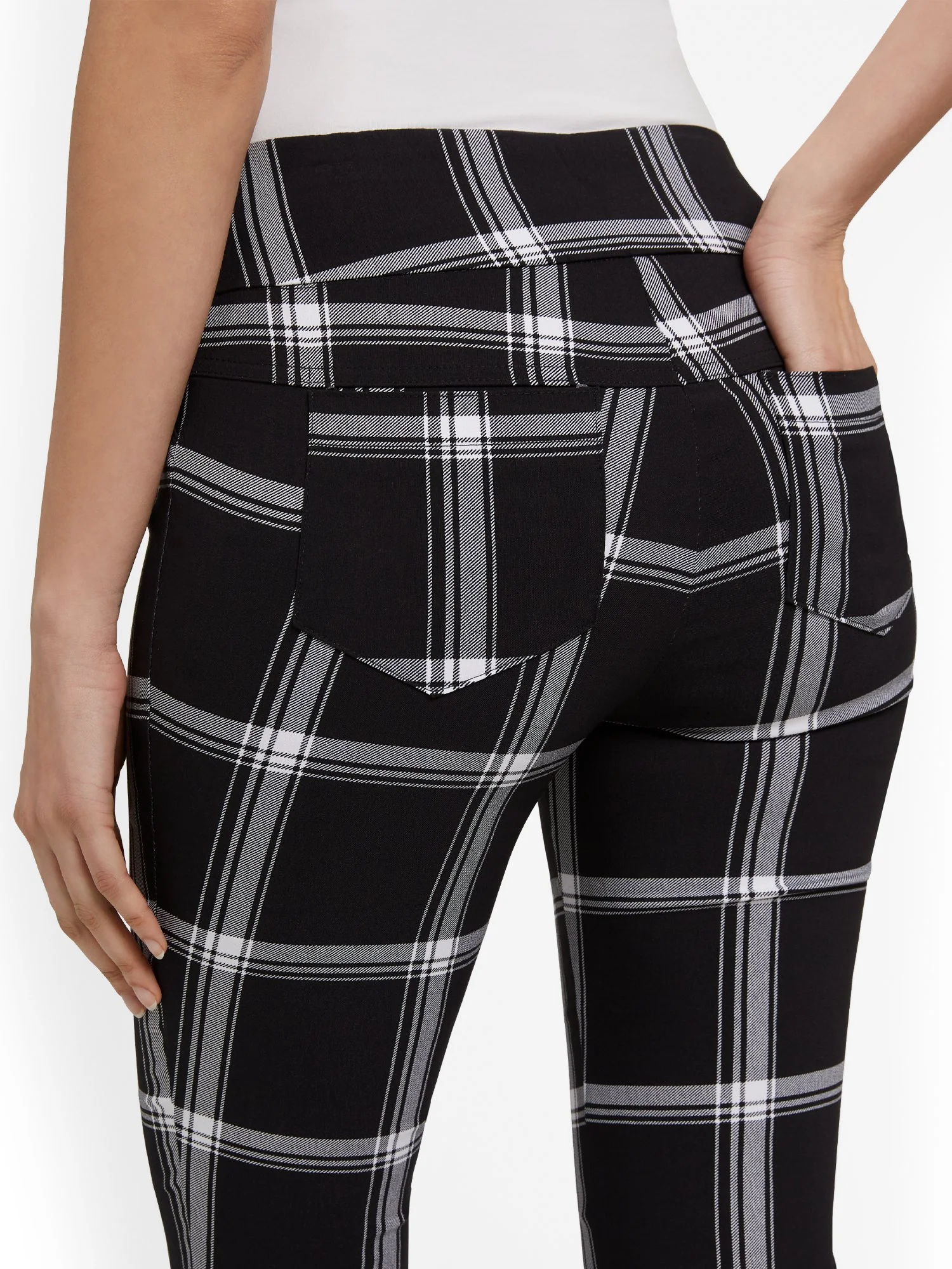 Tall Whitney High-Waisted Pull-On Slim-Leg Capri Pant - Check-Print - Image 4