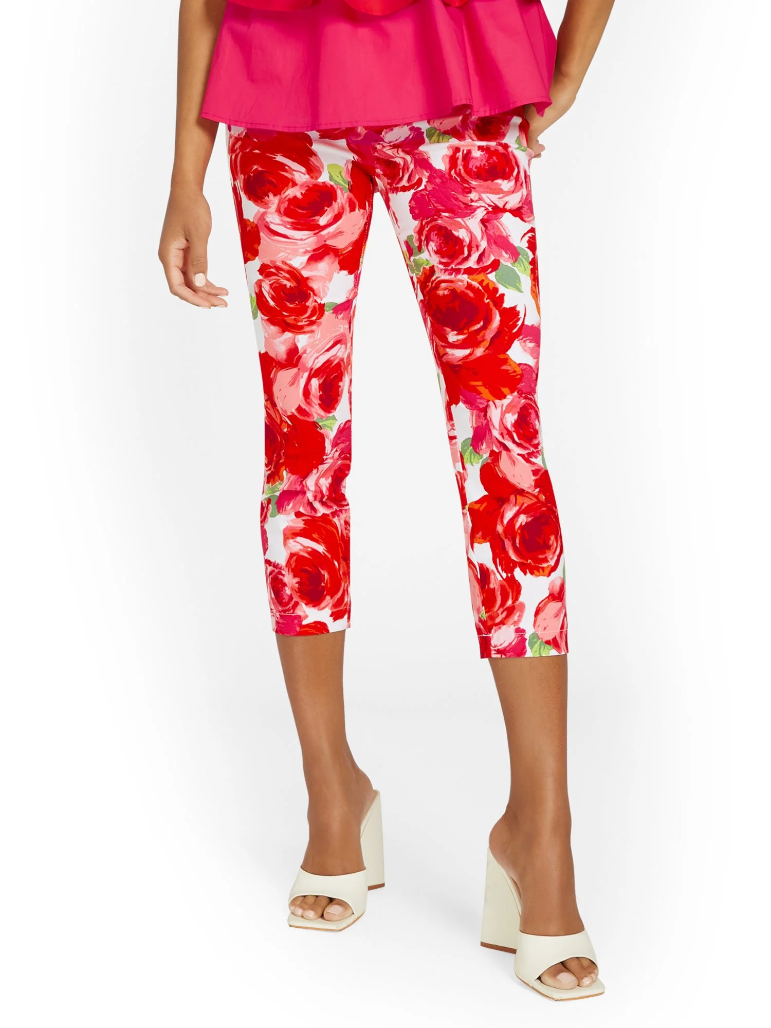 Tall Whitney High-Waisted Pull-On Slim-Leg Capri Pant - Floral-Print