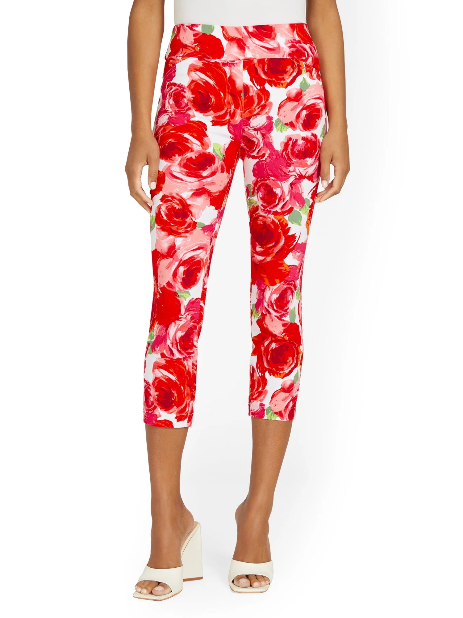 Tall Whitney High-Waisted Pull-On Slim-Leg Capri Pant - Floral-Print - Image 5