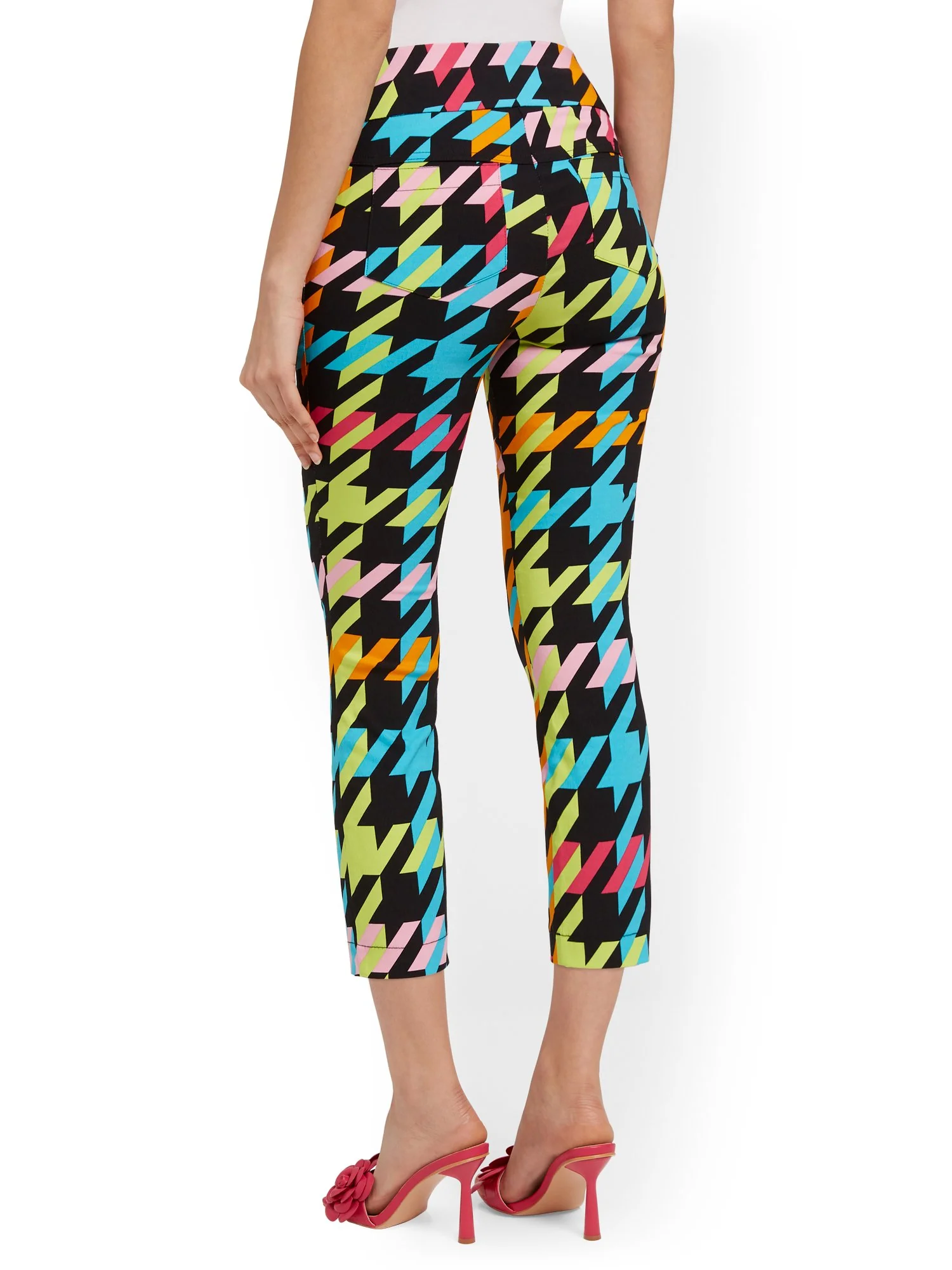 Tall Whitney High-Waisted Pull-On Slim-Leg Capri Pant - Houndstooth - Image 3