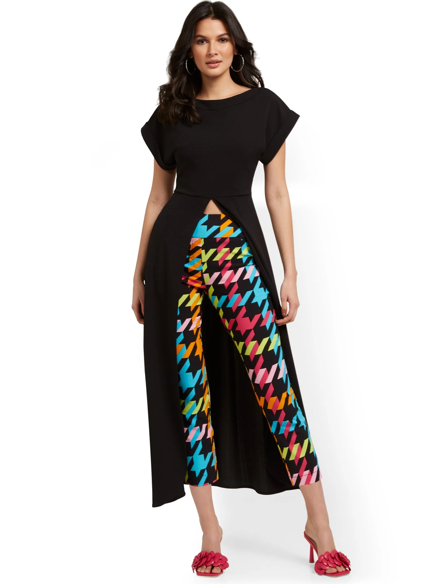 Tall Whitney High-Waisted Pull-On Slim-Leg Capri Pant - Houndstooth - Image 4
