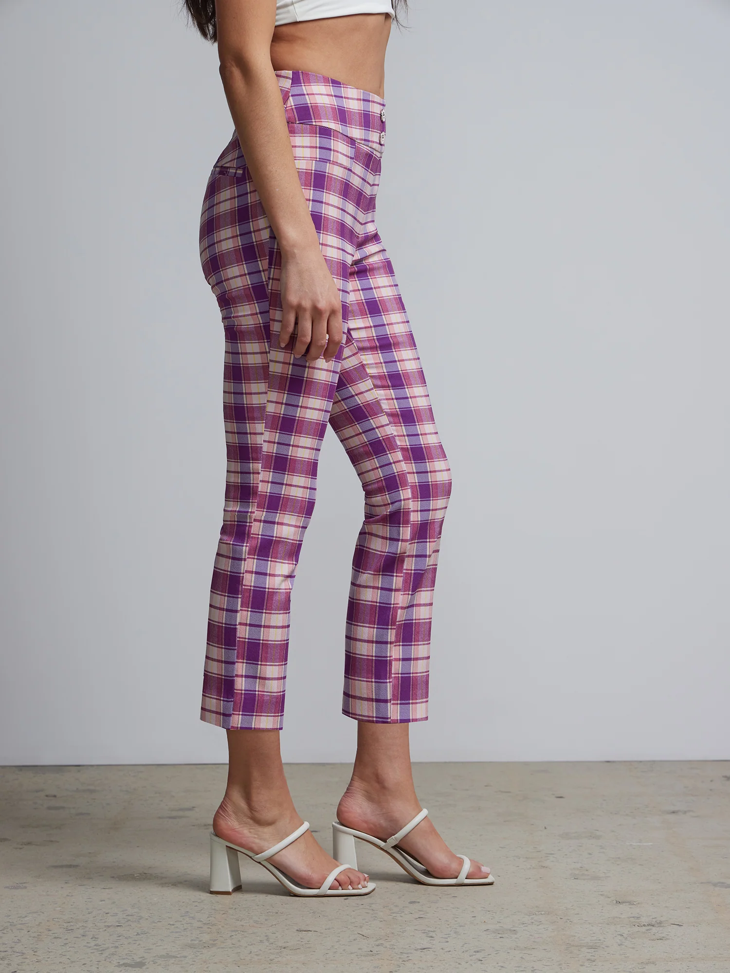 Tall Whitney High-Waisted Pull-On Slim-Leg Capri Pant - Plaid - Image 2