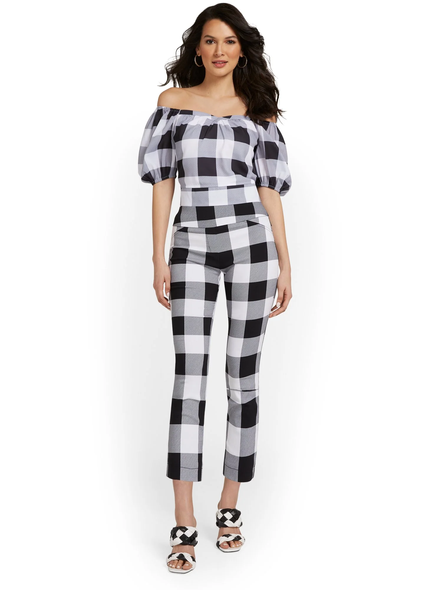 Tall Whitney High-Waisted Pull-On Slim-Leg Capri Pant - Plaid - Image 4