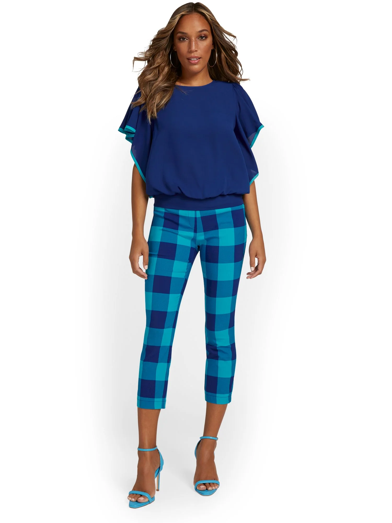 Tall Whitney High-Waisted Pull-On Slim-Leg Capri Pant - Plaid - Image 8