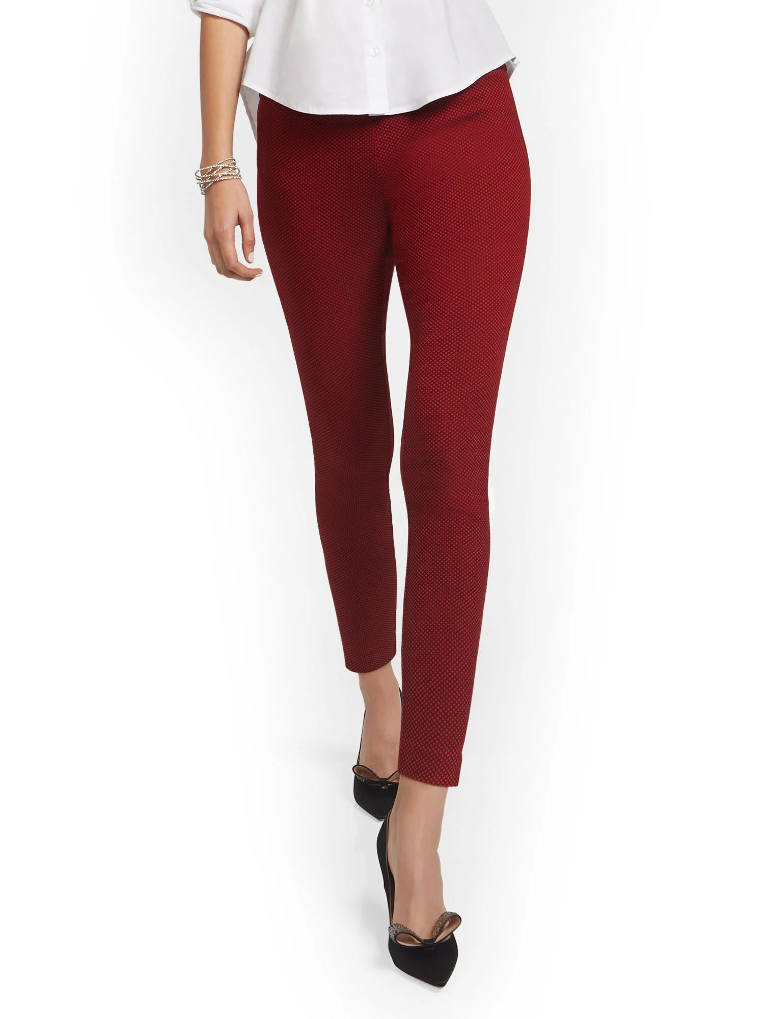 Tall Whitney High-Waisted Pull-On Slim-Leg Pant - Checkered