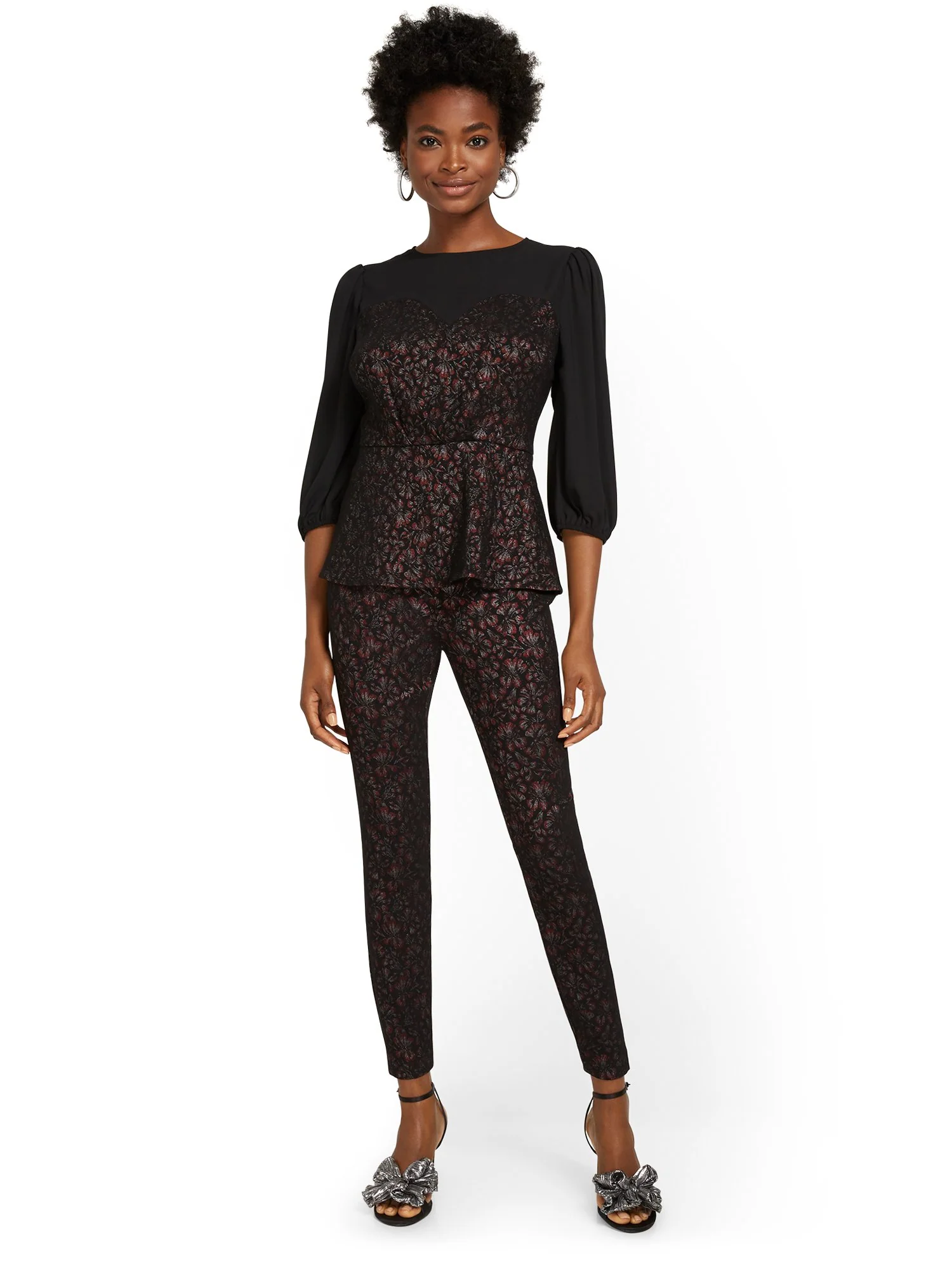 Tall Whitney High-Waisted Pull-On Slim-Leg Pant - Floral-Print - Image 4