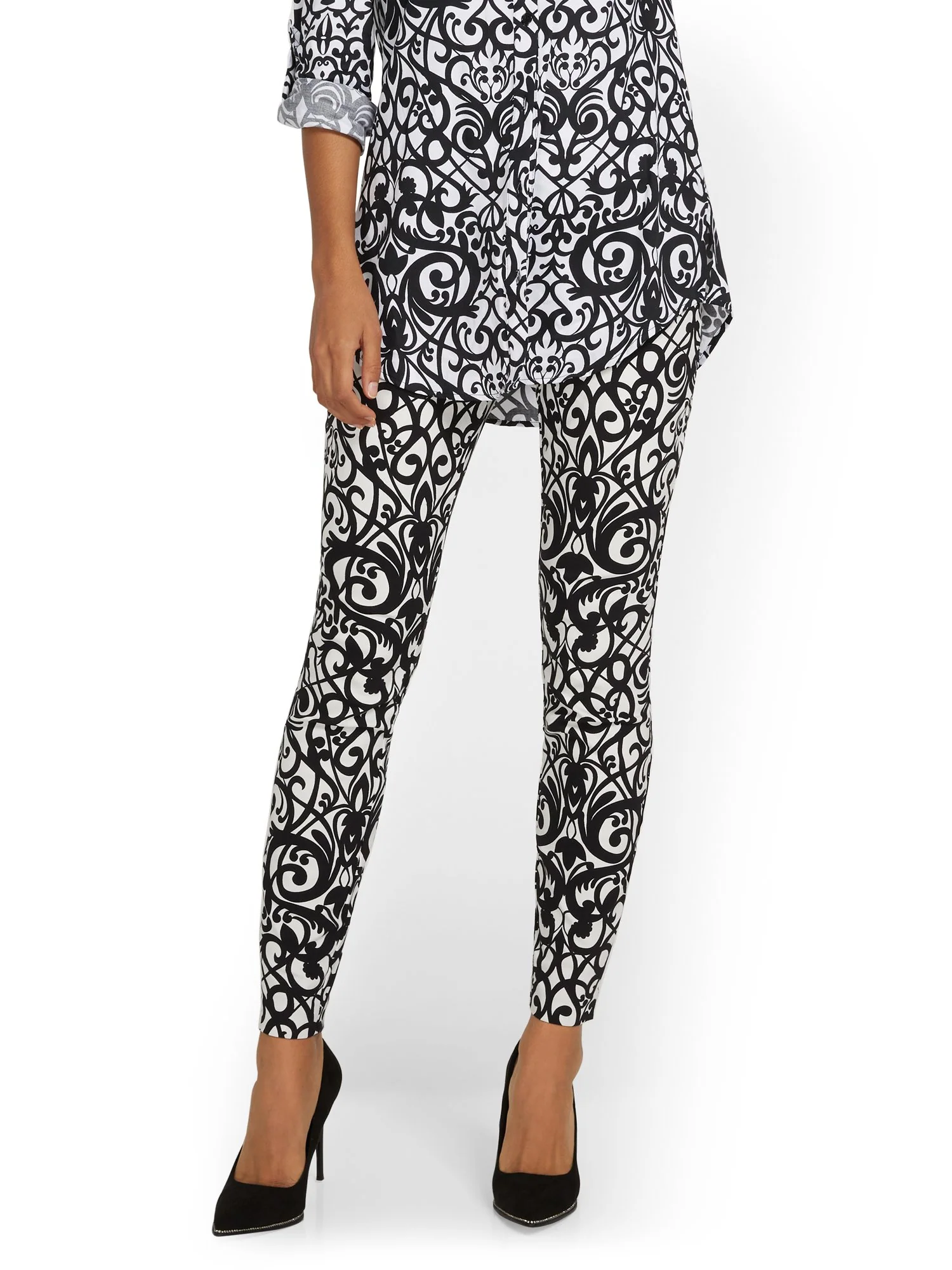 Tall Whitney High-Waisted Pull-On Slim-Leg Pant - Jacquard