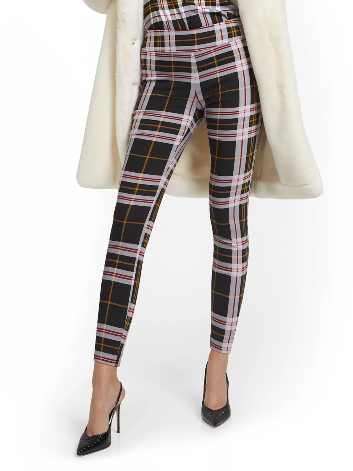 Tall Whitney High-Waisted Pull-On Slim-Leg Pant - Plaid