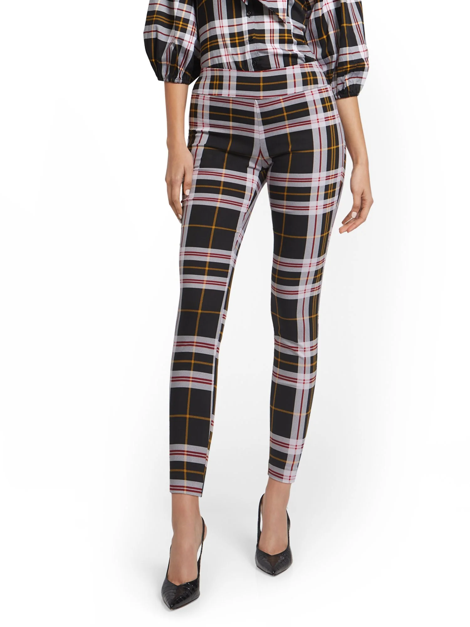 Tall Whitney High-Waisted Pull-On Slim-Leg Pant - Plaid - Image 4