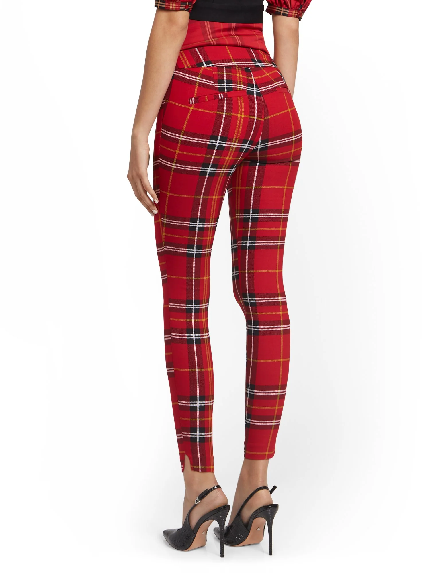 Tall Whitney High-Waisted Pull-On Slim-Leg Pant - Plaid - Image 8