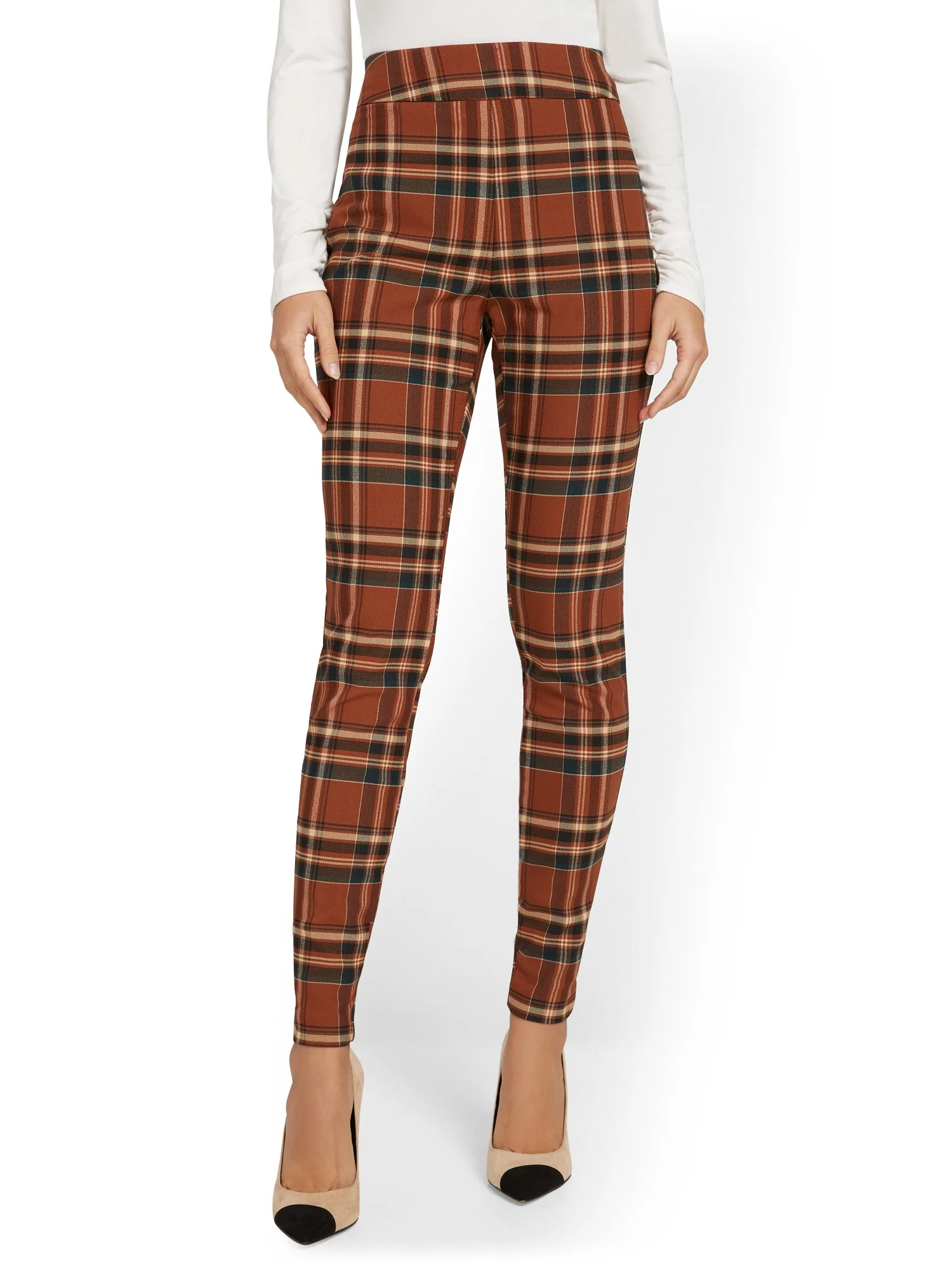 Tall Whitney High-Waisted Pull-On Slim-Leg Pant - Plaid - Image 4
