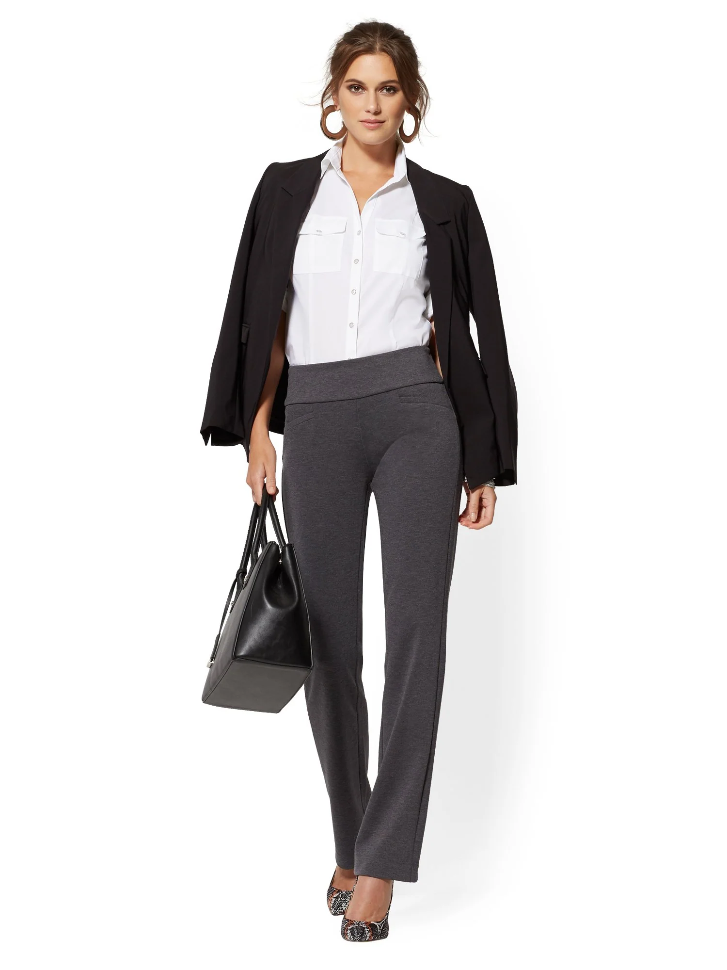 Tall Whitney High-Waisted Pull-On Straight-Leg Pant - Grey Ponte - 7th Avenue - Image 4